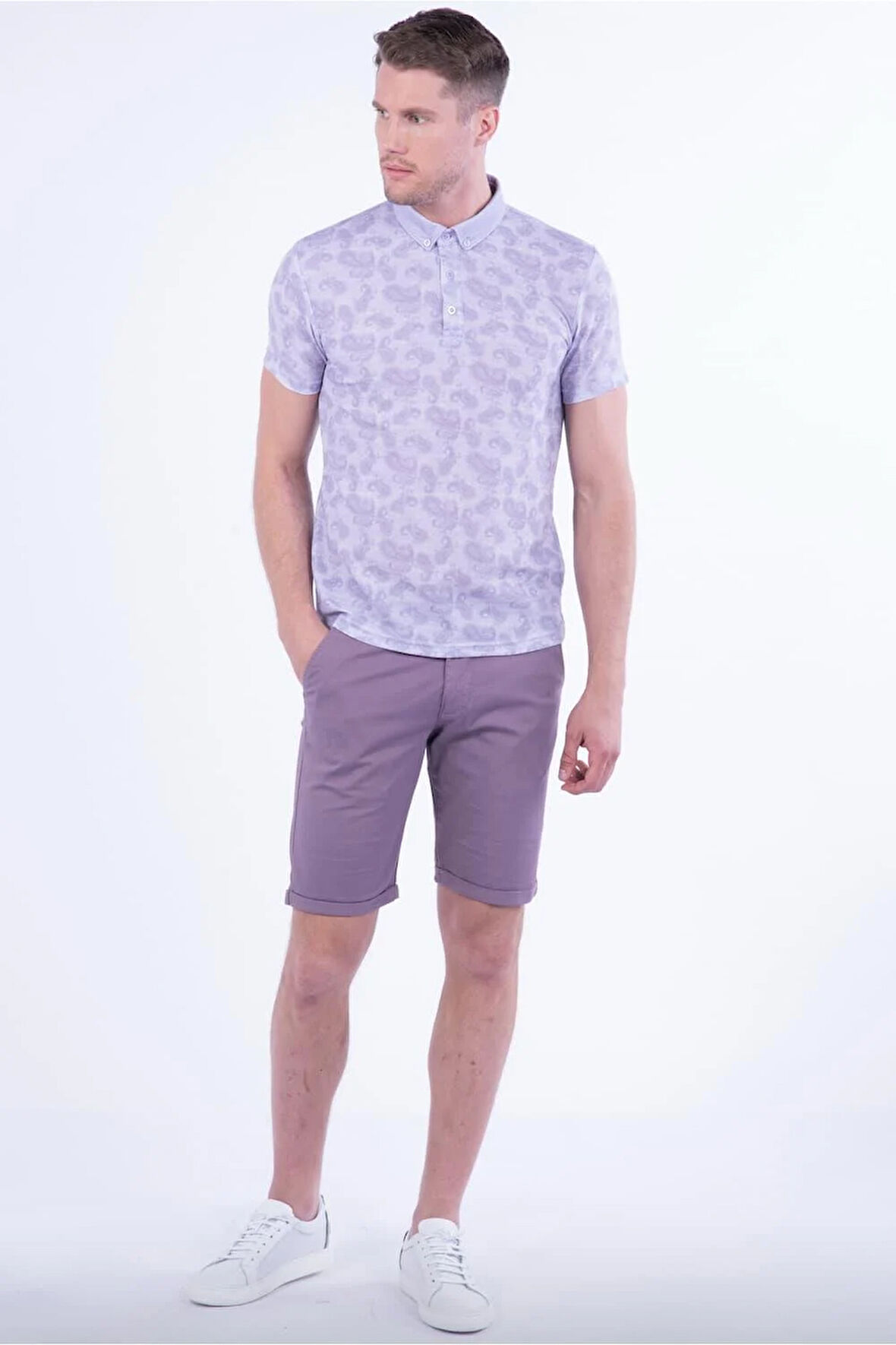 029 Slim Fit Lila Bermuda