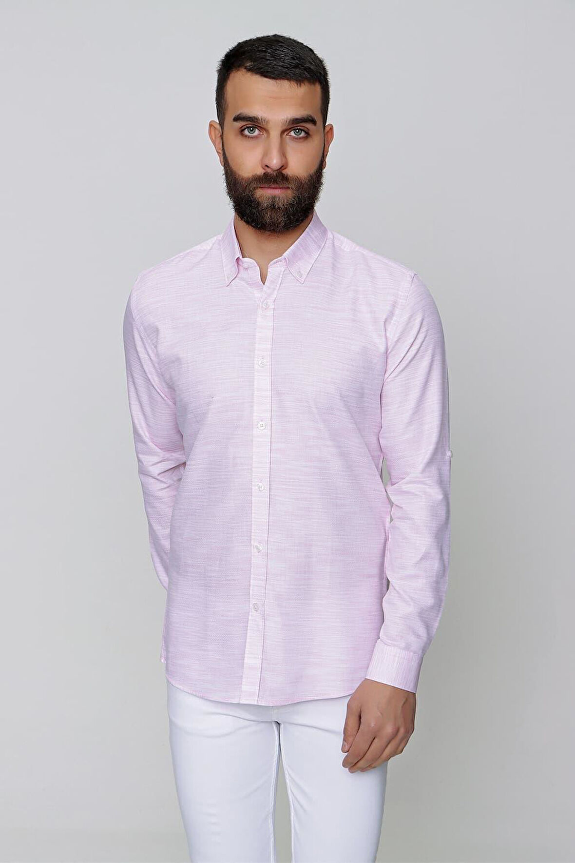 G 1489 Slim Fit Pembe Spor Gömlek