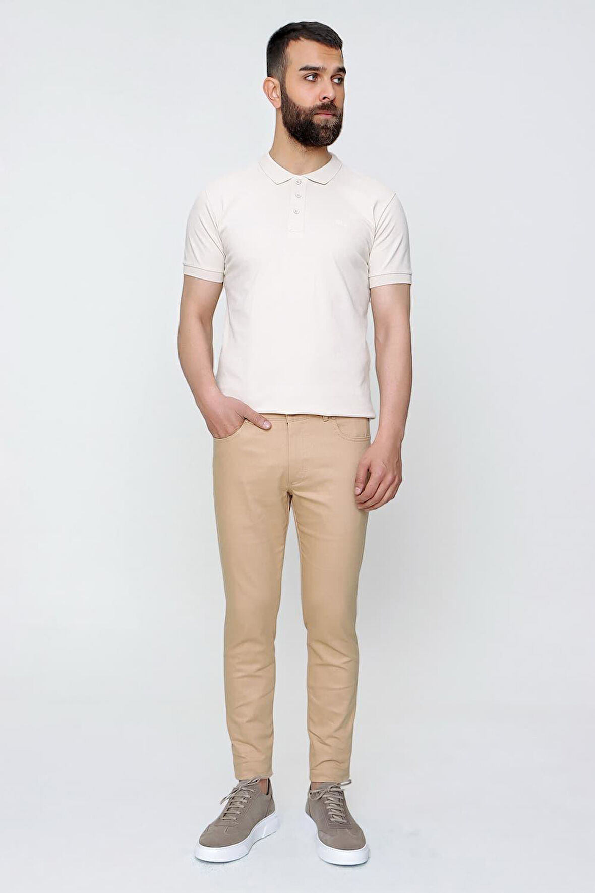 P 1089 Slim Fit Camel Spor Pantolon
