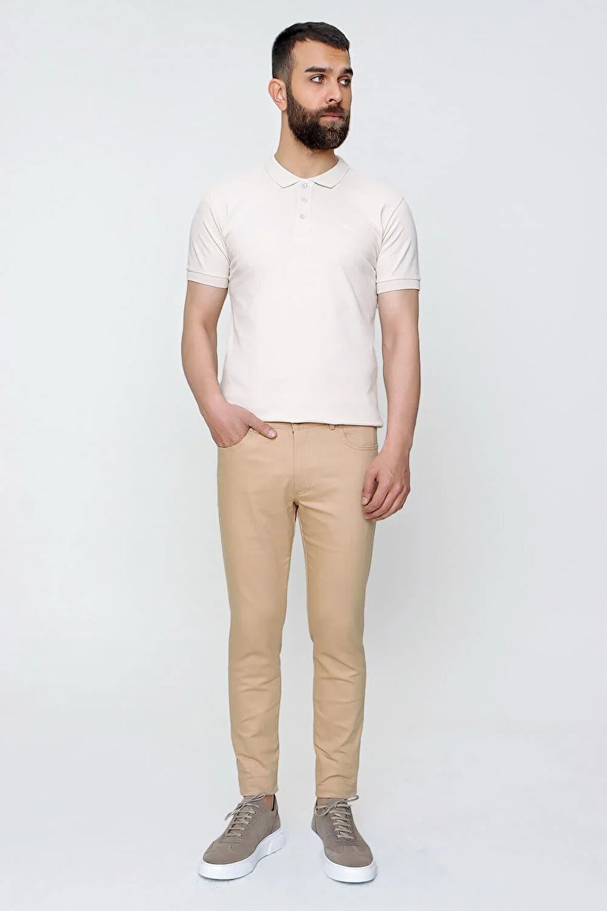 P 1089 Slim Fit Camel Spor Pantolon