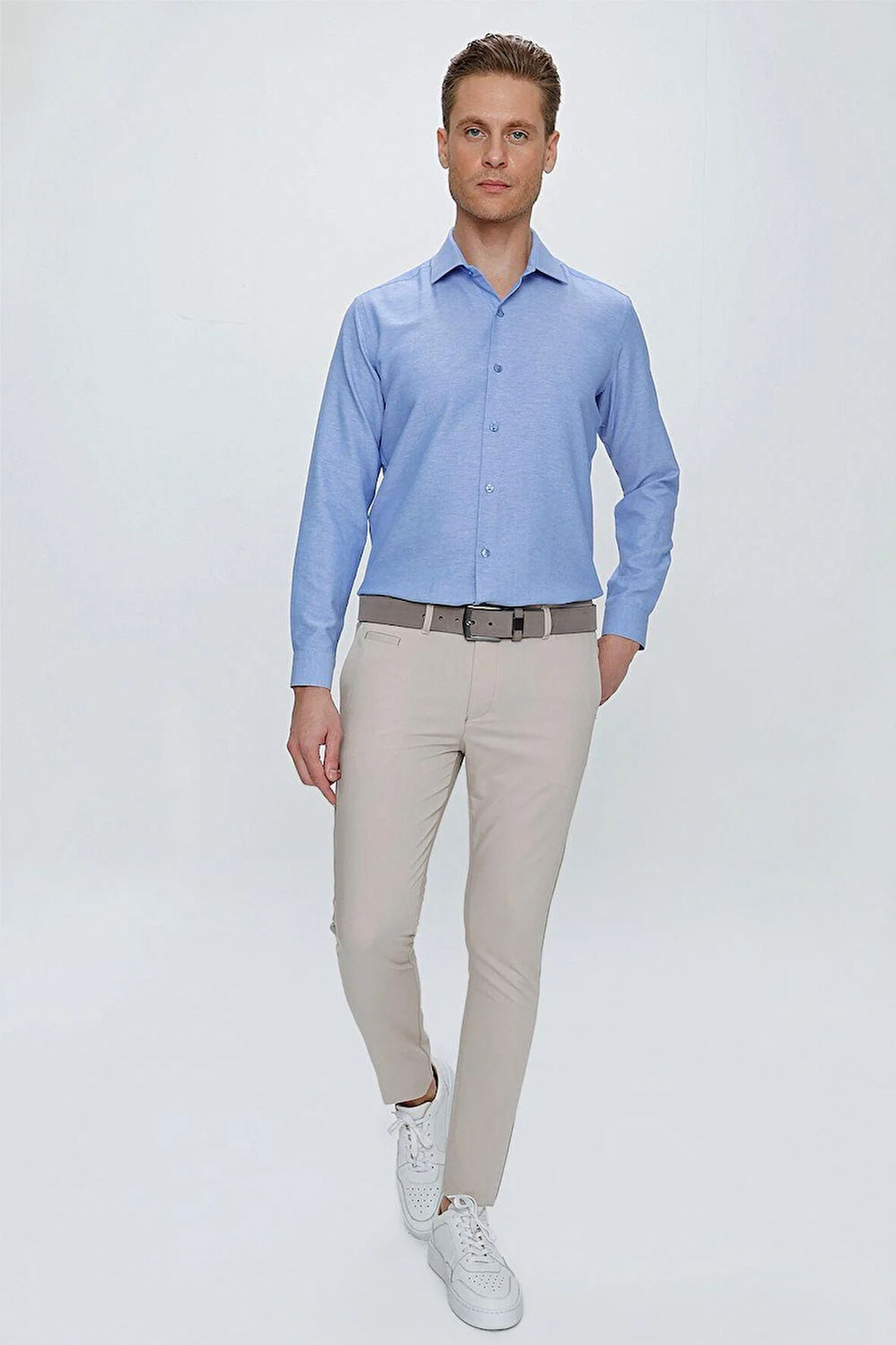 P 1077 Slim Fit Bej Spor Pantolon