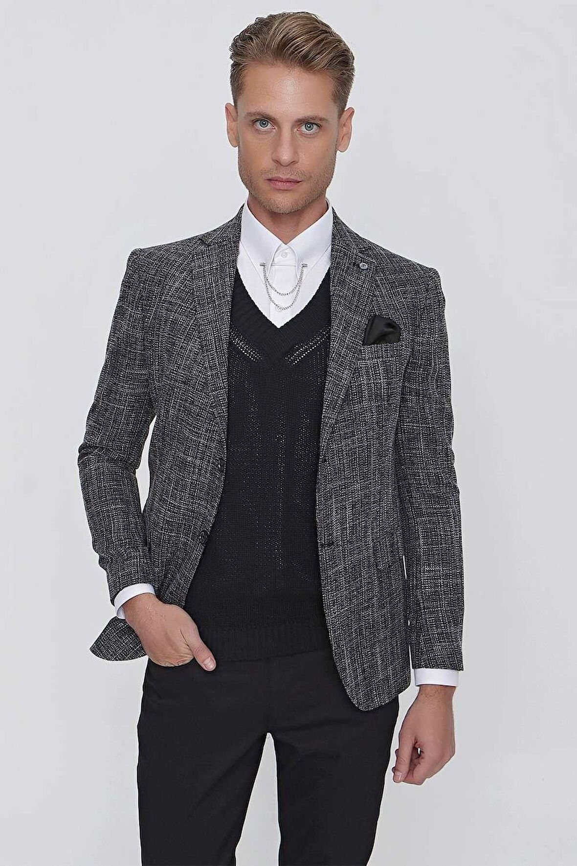 C 628 Slim Fit Siyah Spor Ceket