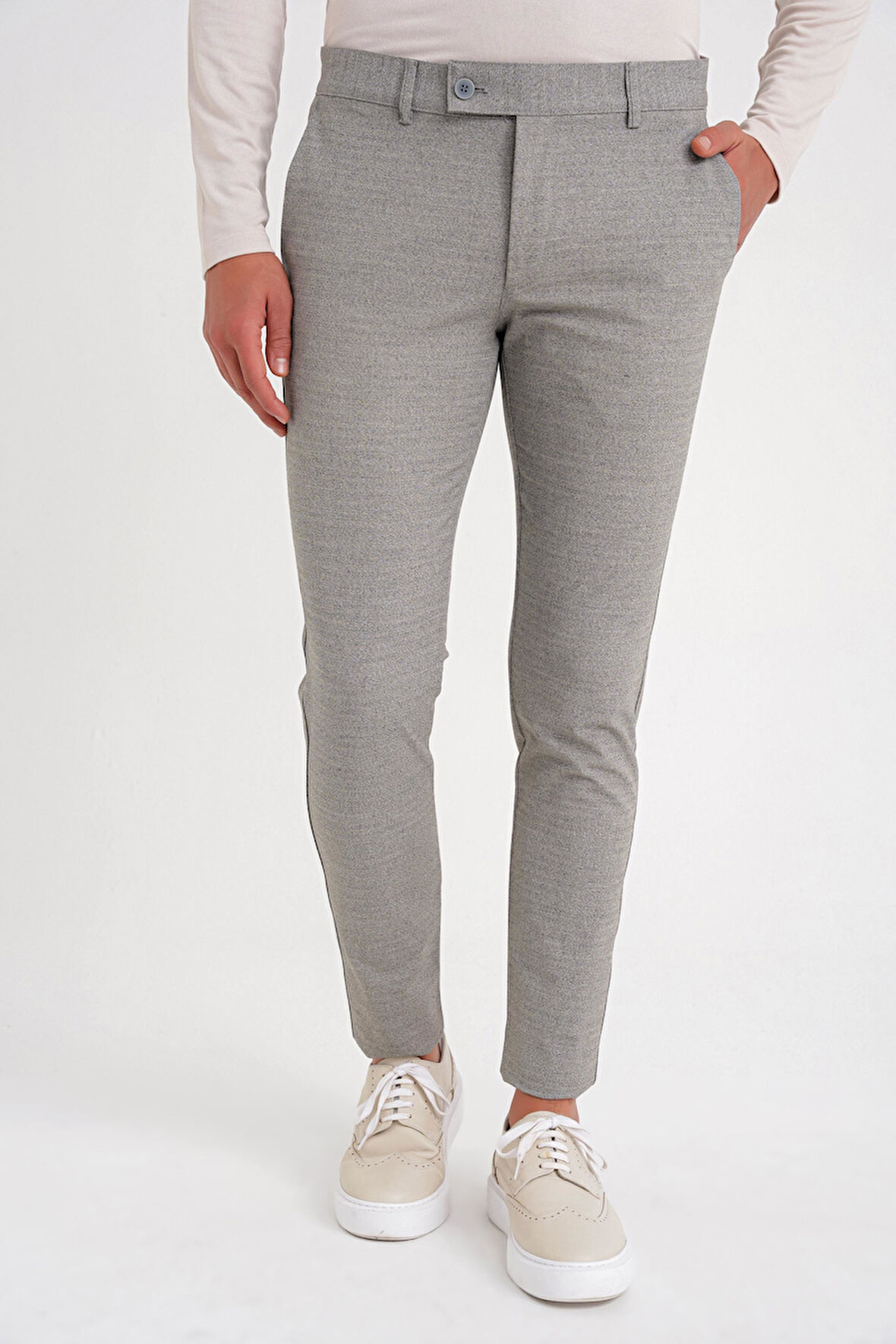 P 1086 Slim Fit Bej Spor Pantolon