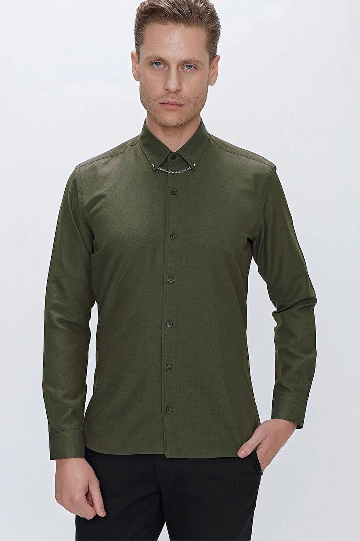 GK 664 Slim Fit Nefti Klasik Gömlek