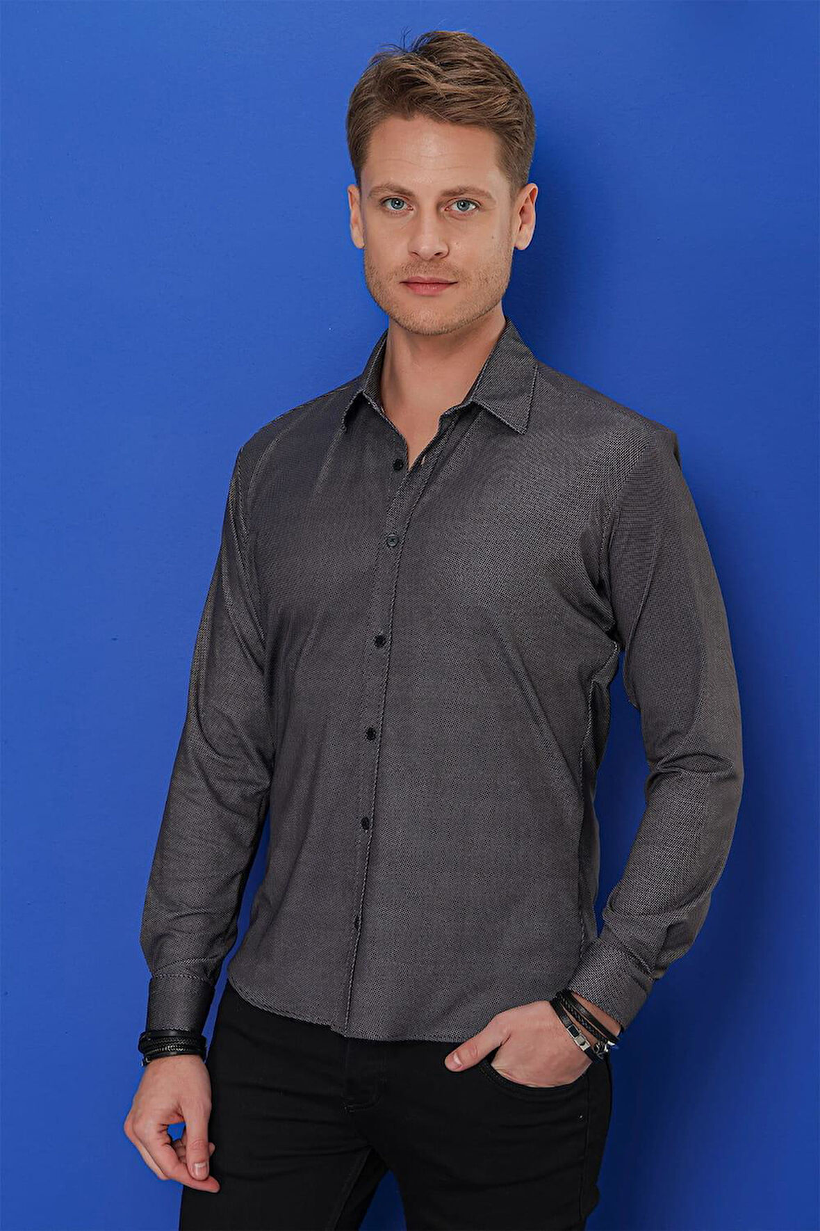 G 1524 Slim Fit Siyah Spor Gömlek