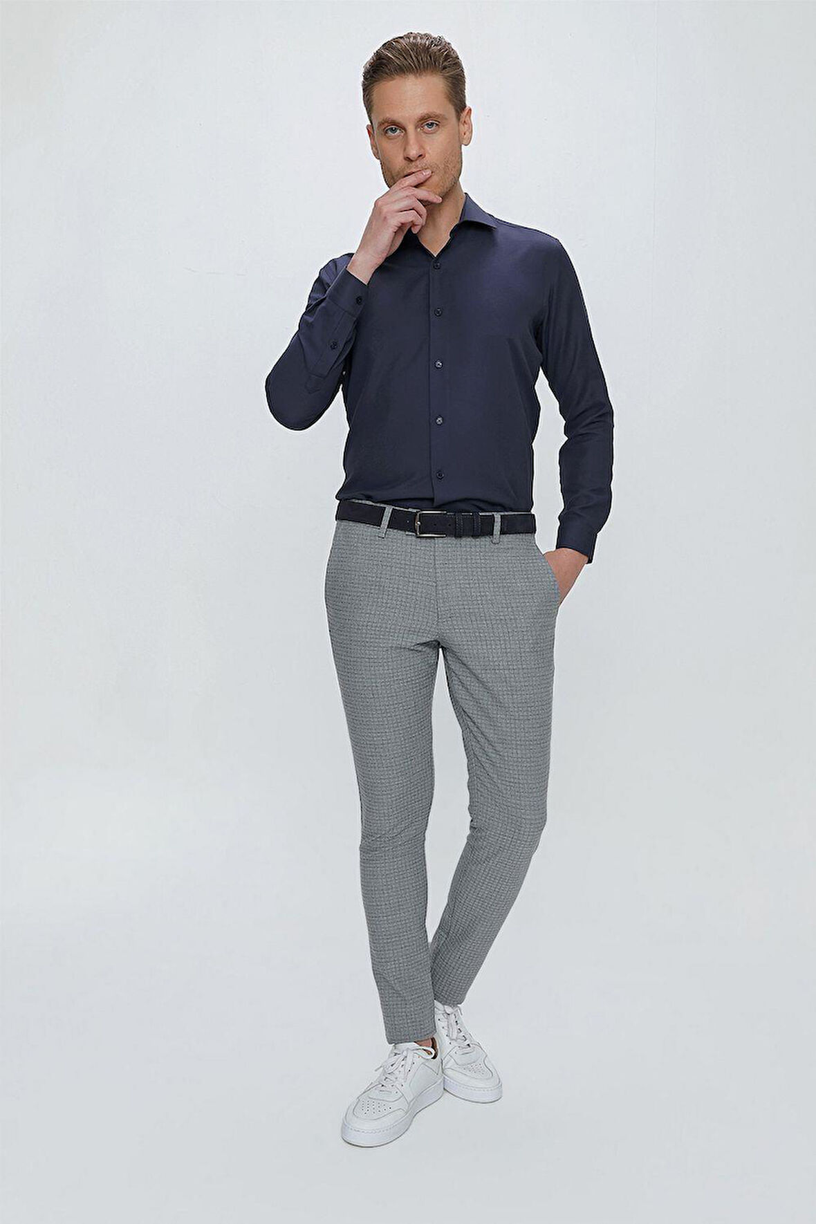 P 1103 Slim Fit Gri Spor Pantolon