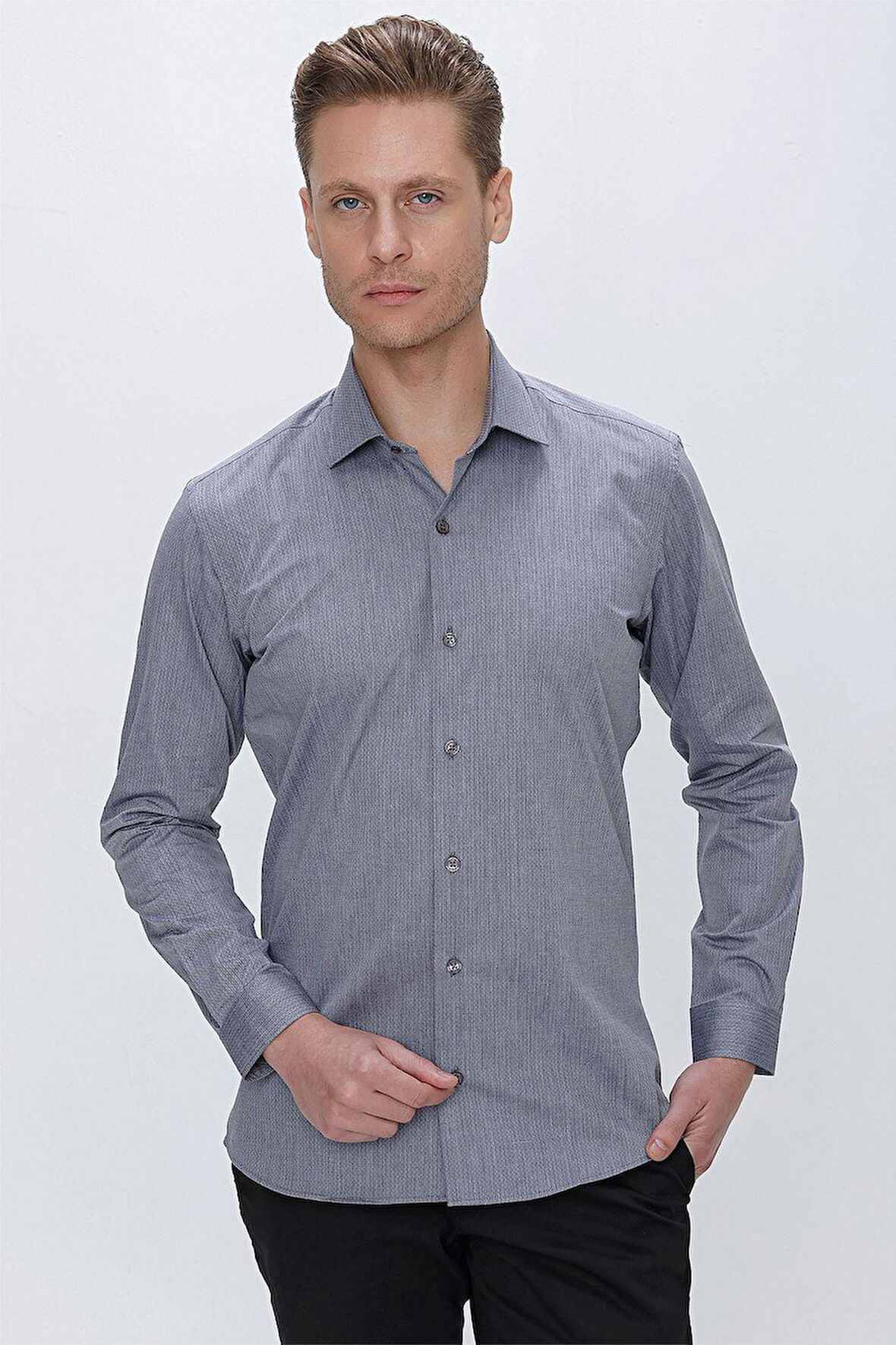 GK 675 Slim Fit Füme Klasik Gömlek