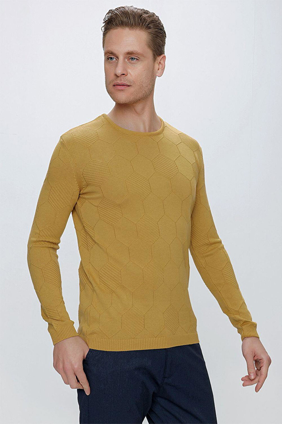 TR 853 Slim Fit Hardal Klasik Triko