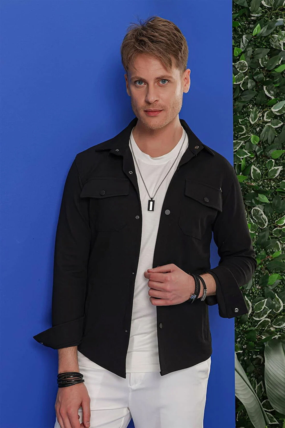 G 1550 Comfort Fit Kapaklı Cep Çıtçıtlı Esnek Pamuk Siyah Gömlek Ceket