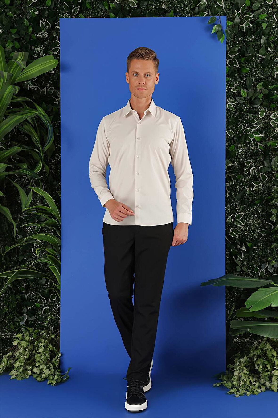 GK 683 Slim Fit Taş Klasik Gömlek