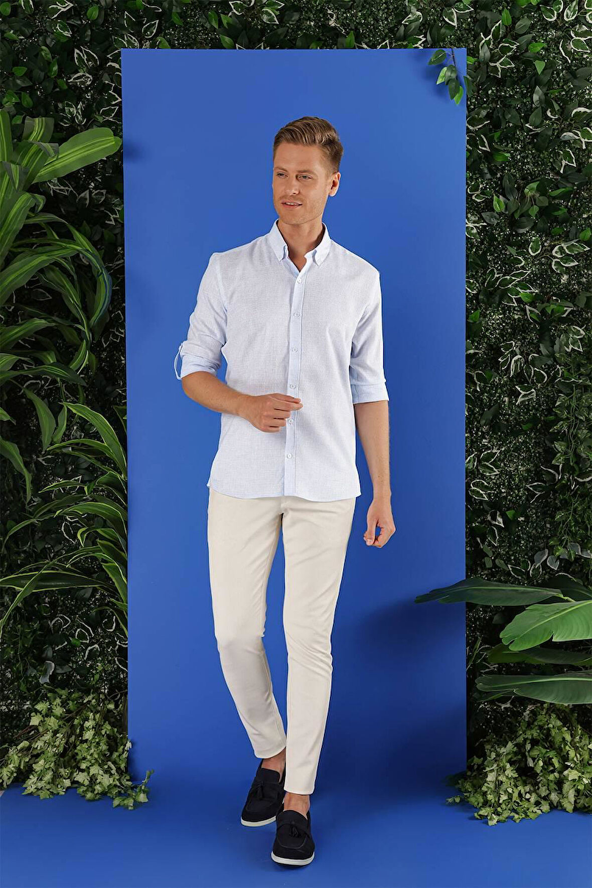 G 1555 Slim Fit Açık Mavi Klasik Gömlek