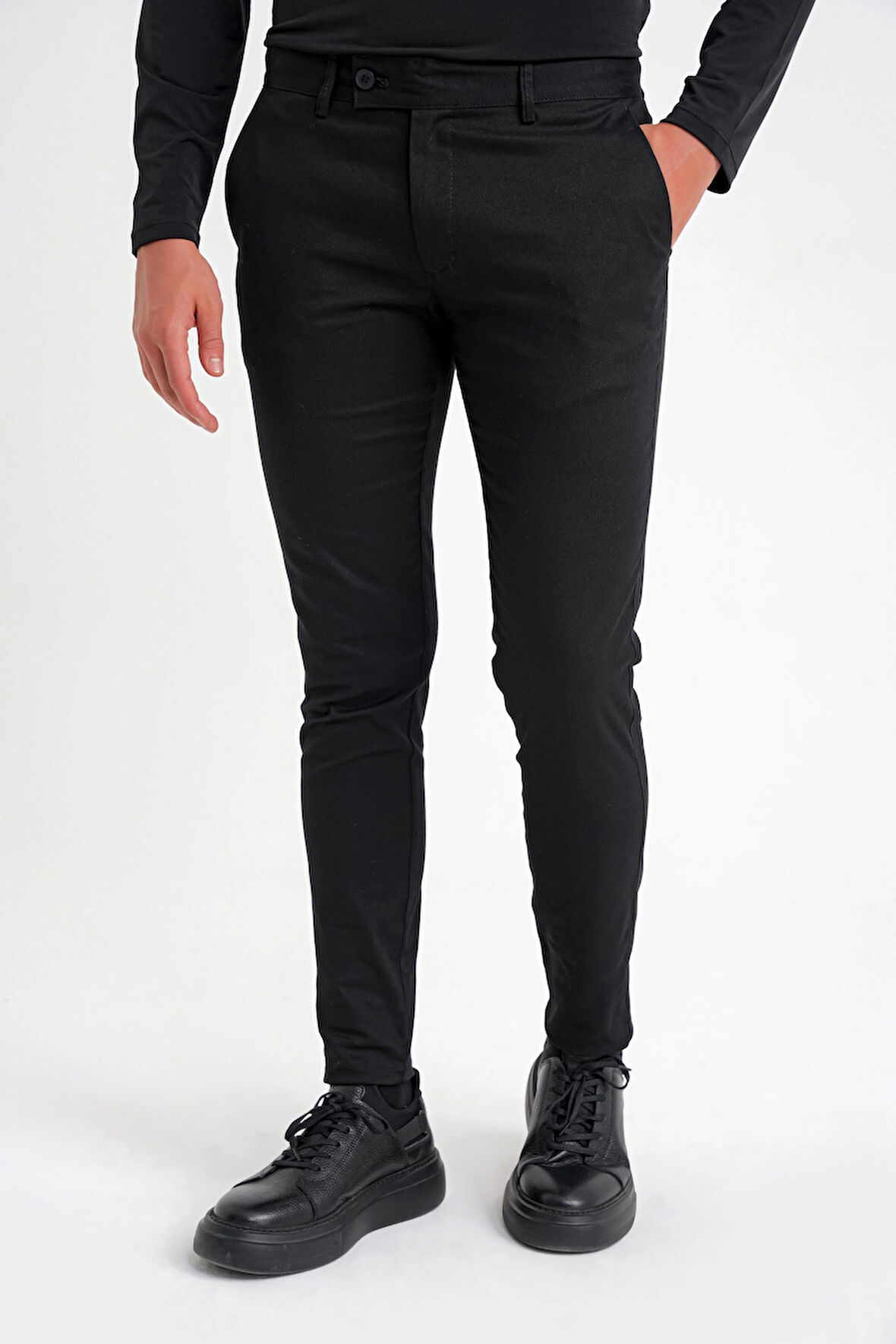 P 1124  PANTOLON Slim SİYAH CASUAL