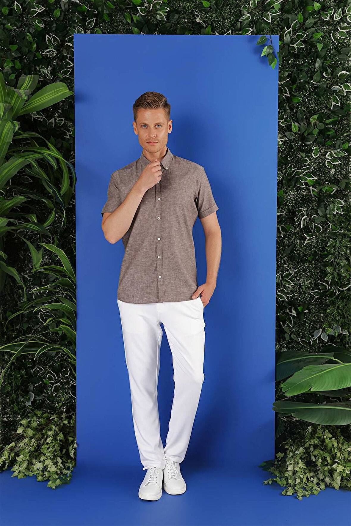 G 1556 Slim Fit Füme Klasik Gömlek