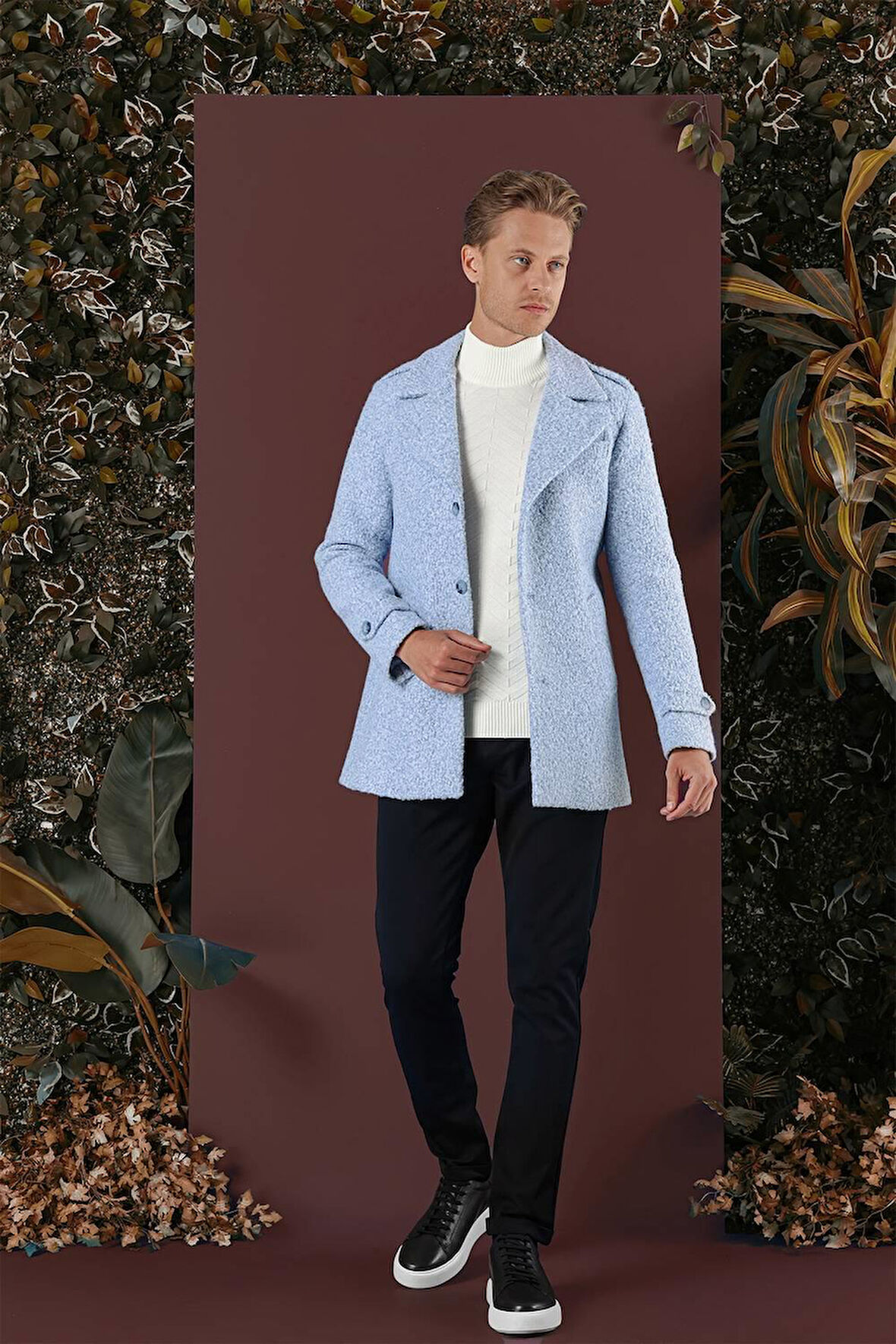 KA 078 Slim Fit Mavi Spor Kaban