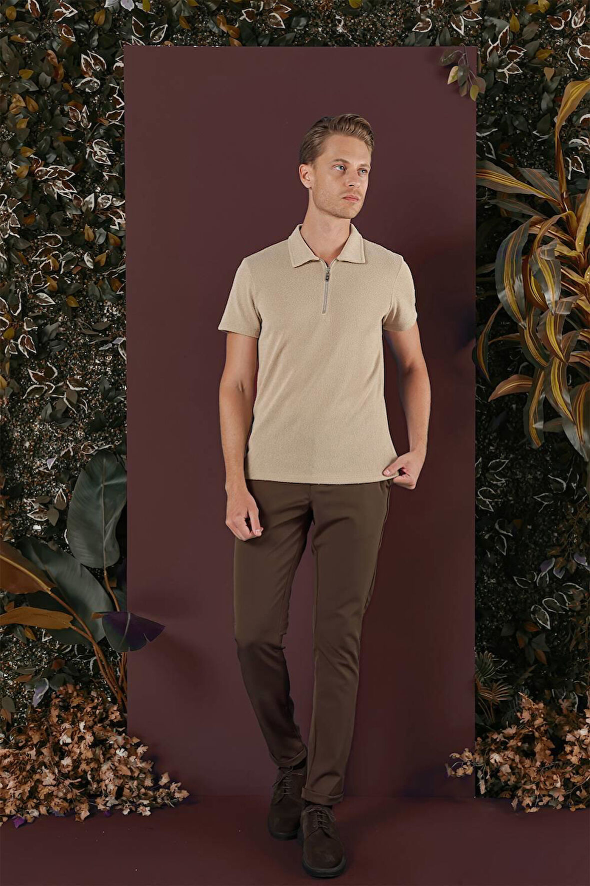 P 1135 Slim Fit Tütün Spor Pantolon