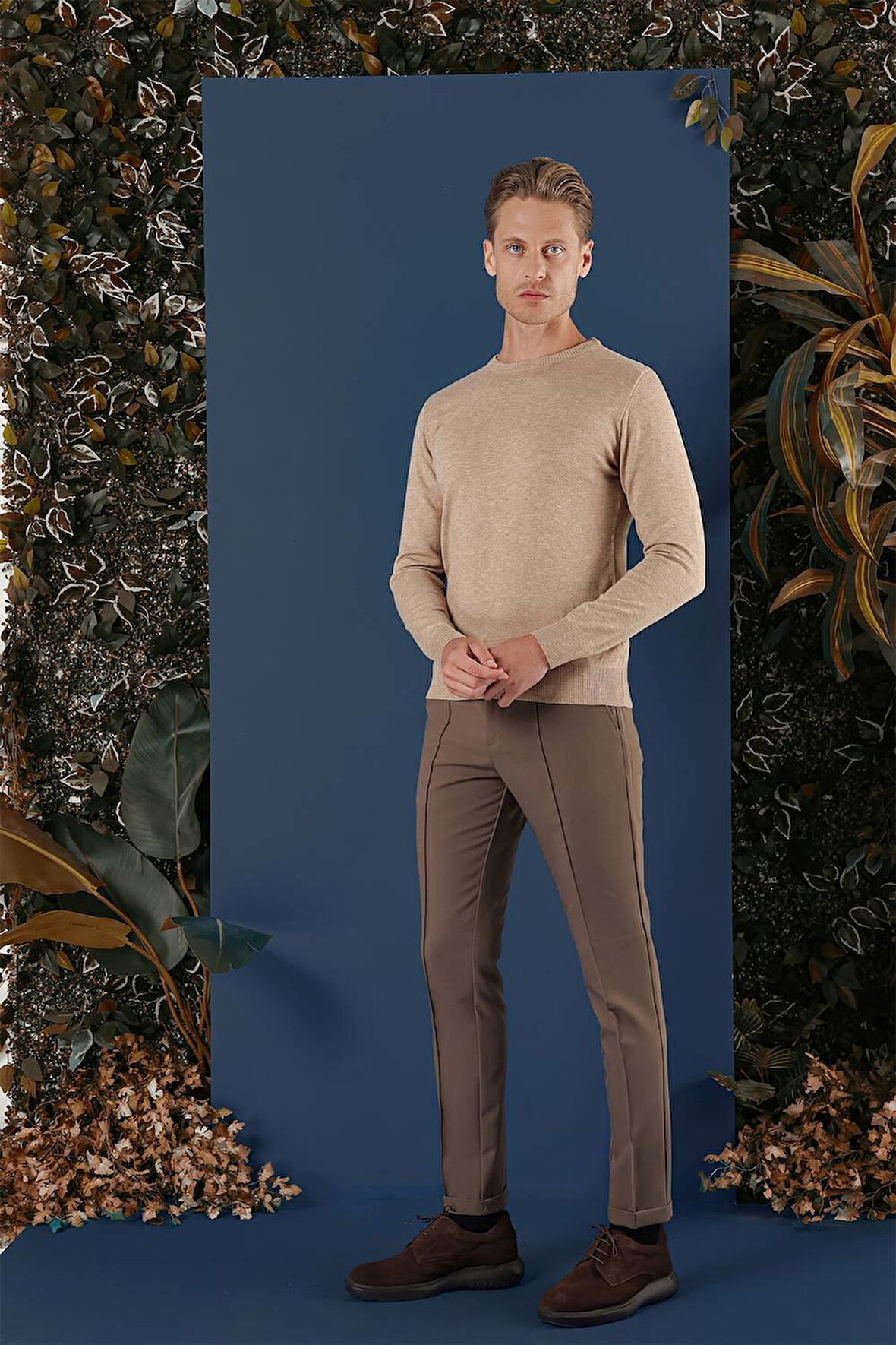 TR 858 Slim Fit Bej Klasik Triko