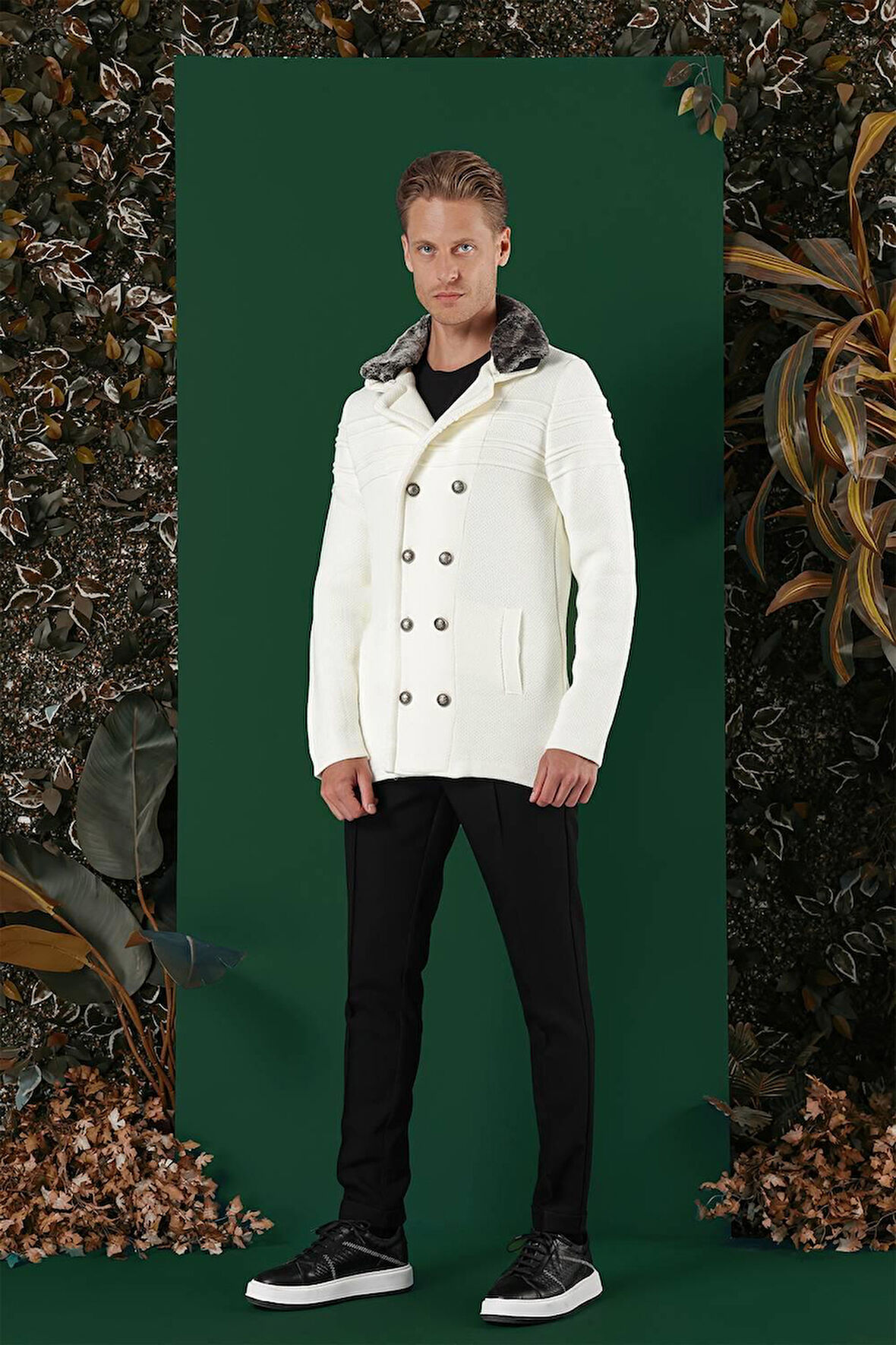 02 Slim Fit Ekru Spor Kaban