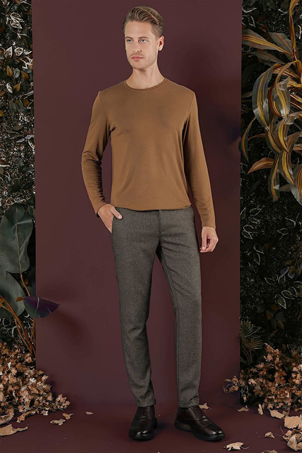 P 1138 Slim Fit Kahve Klasik Pantolon