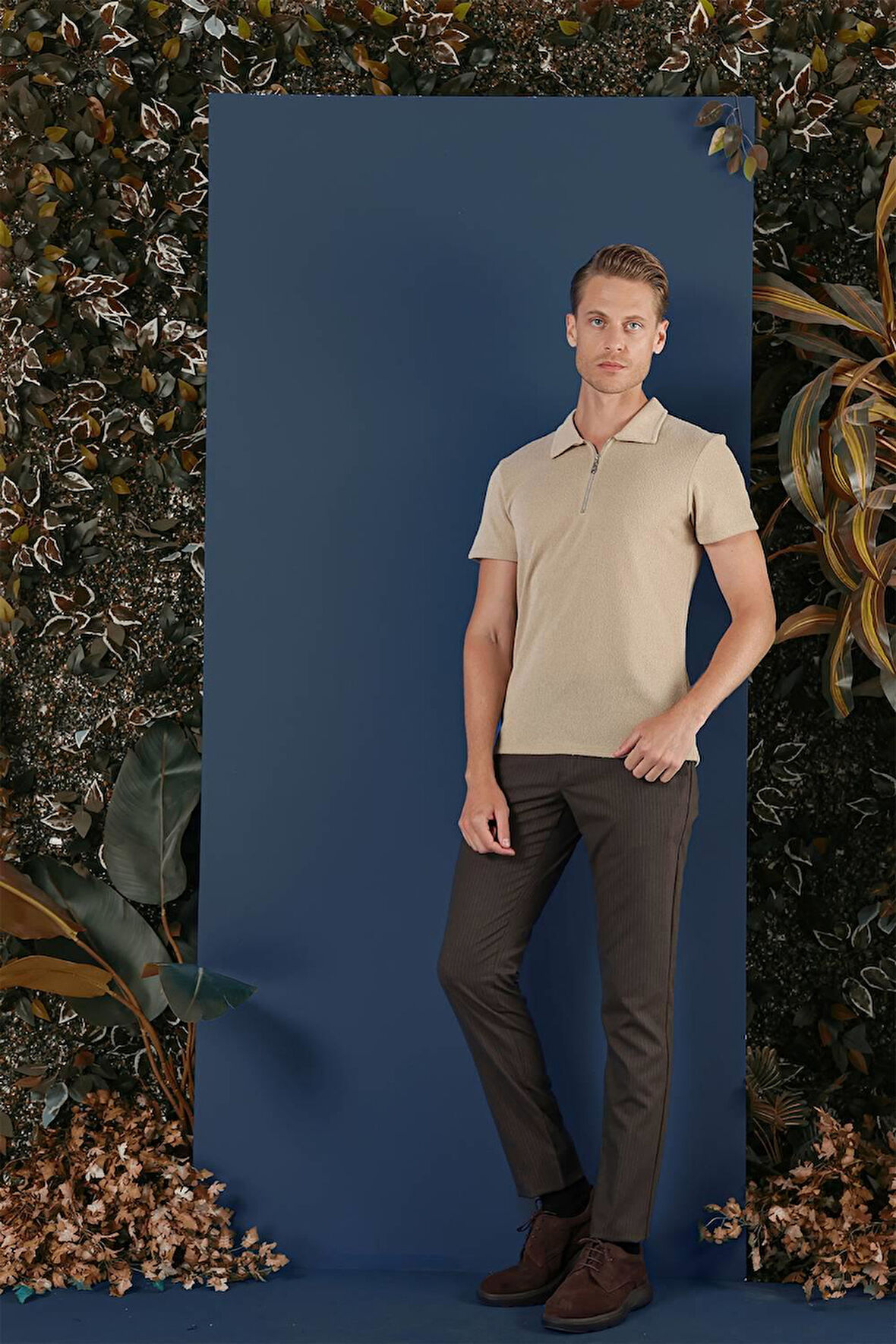 TS 871 Slim Fit Bej Spor T-Shirt