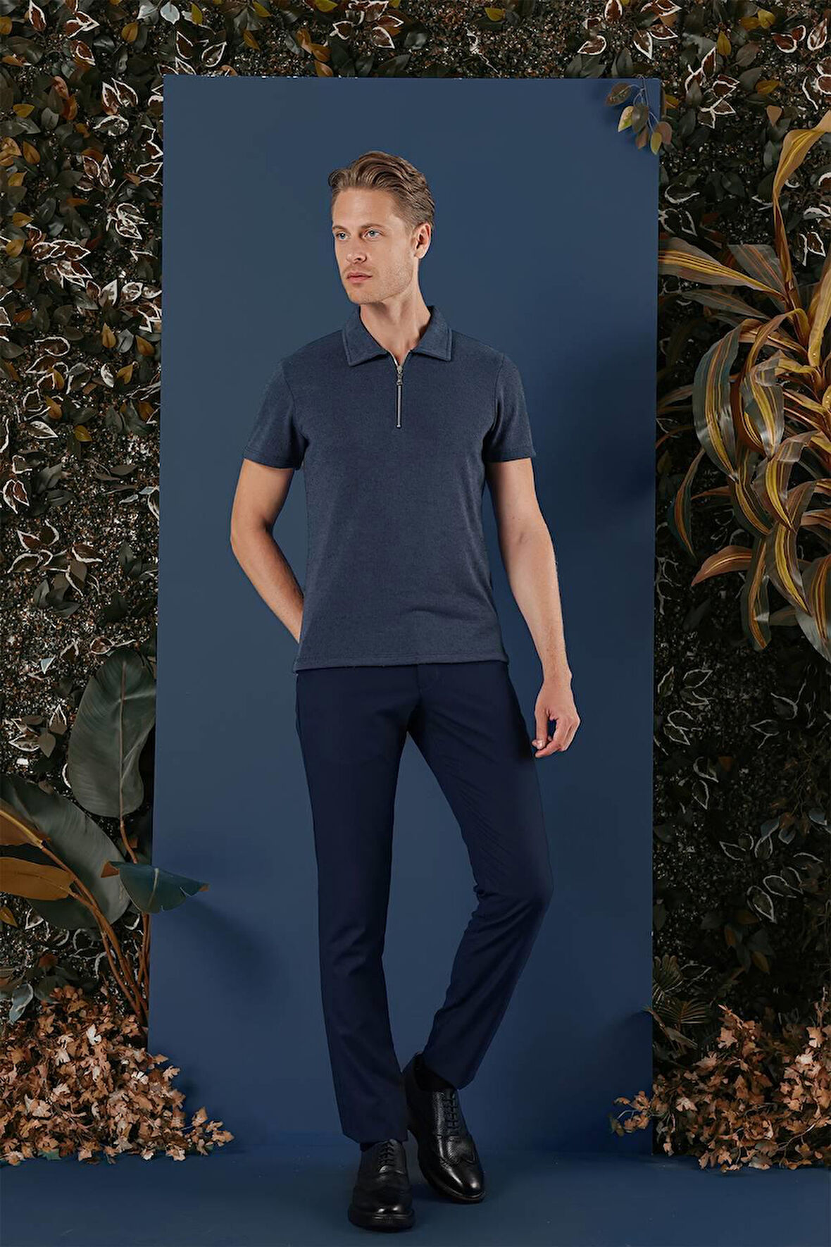 TS 871 Slim Fit İndigo Spor T-Shirt