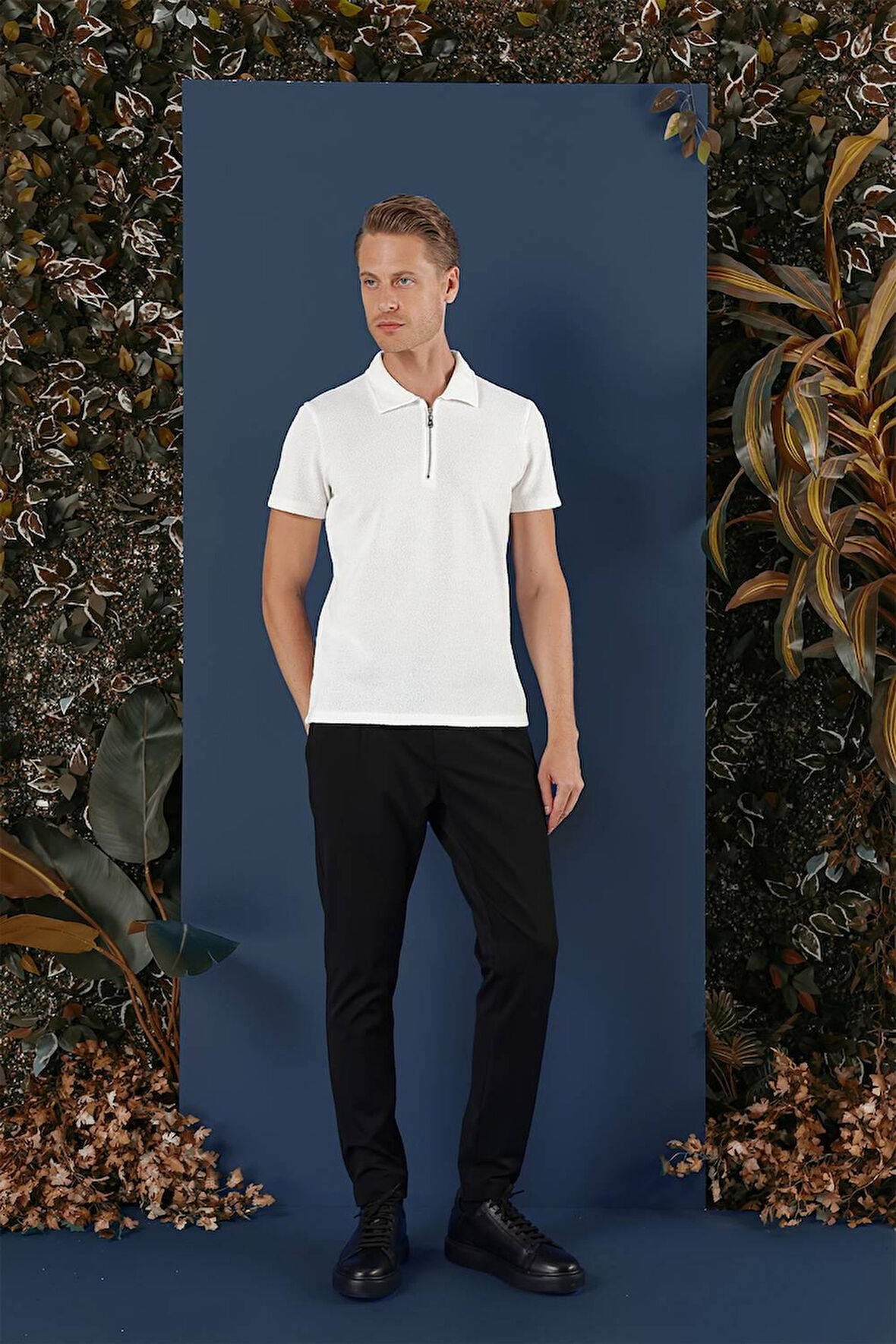 TS 871 Slim Fit Ekru Spor T-Shirt