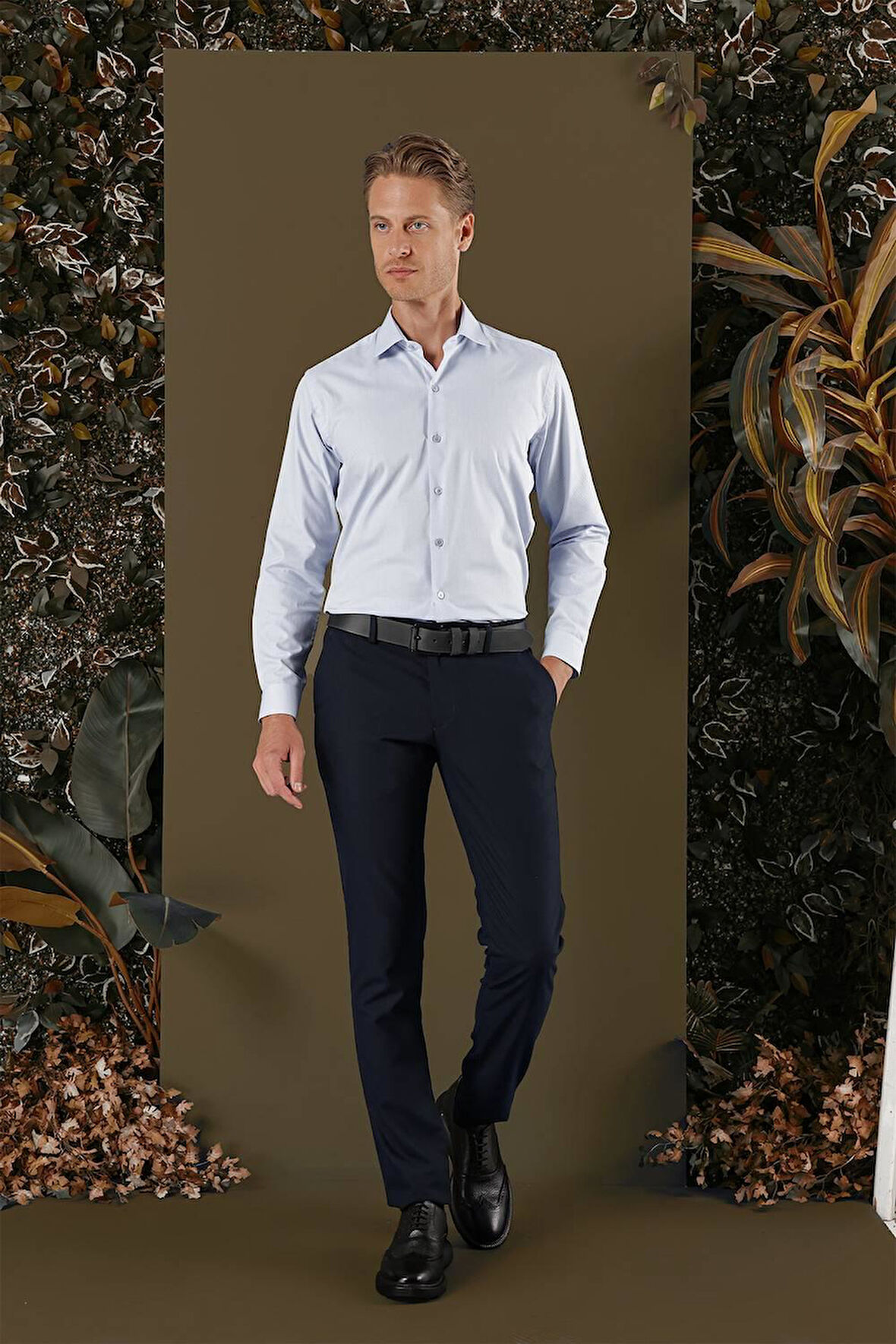 GK 705 Slim Fit Mavi Klasik Gömlek