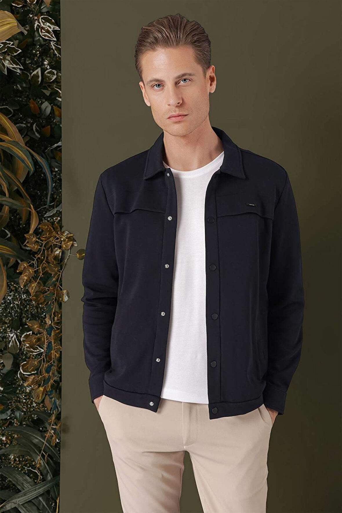 G 1562 Slim Fit Lacivert Klasik Gömlek