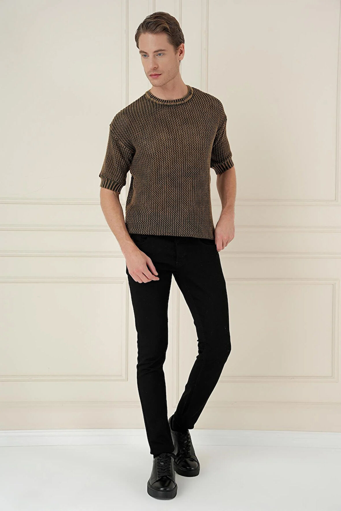 TR 862 Slim Fit Kahve Klasik Triko