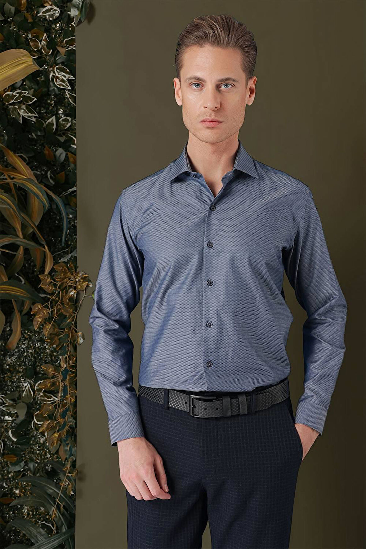 GK 709 Slim Fit Füme Klasik Gömlek