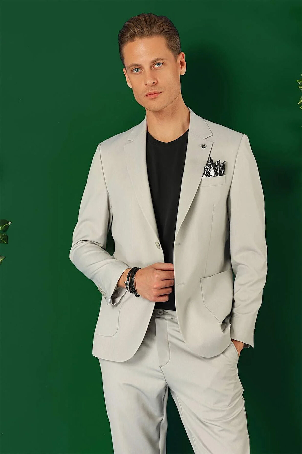 C 664 Comfort Fit Torba Cep Esnek Pamuk Casuel Taş Ceket