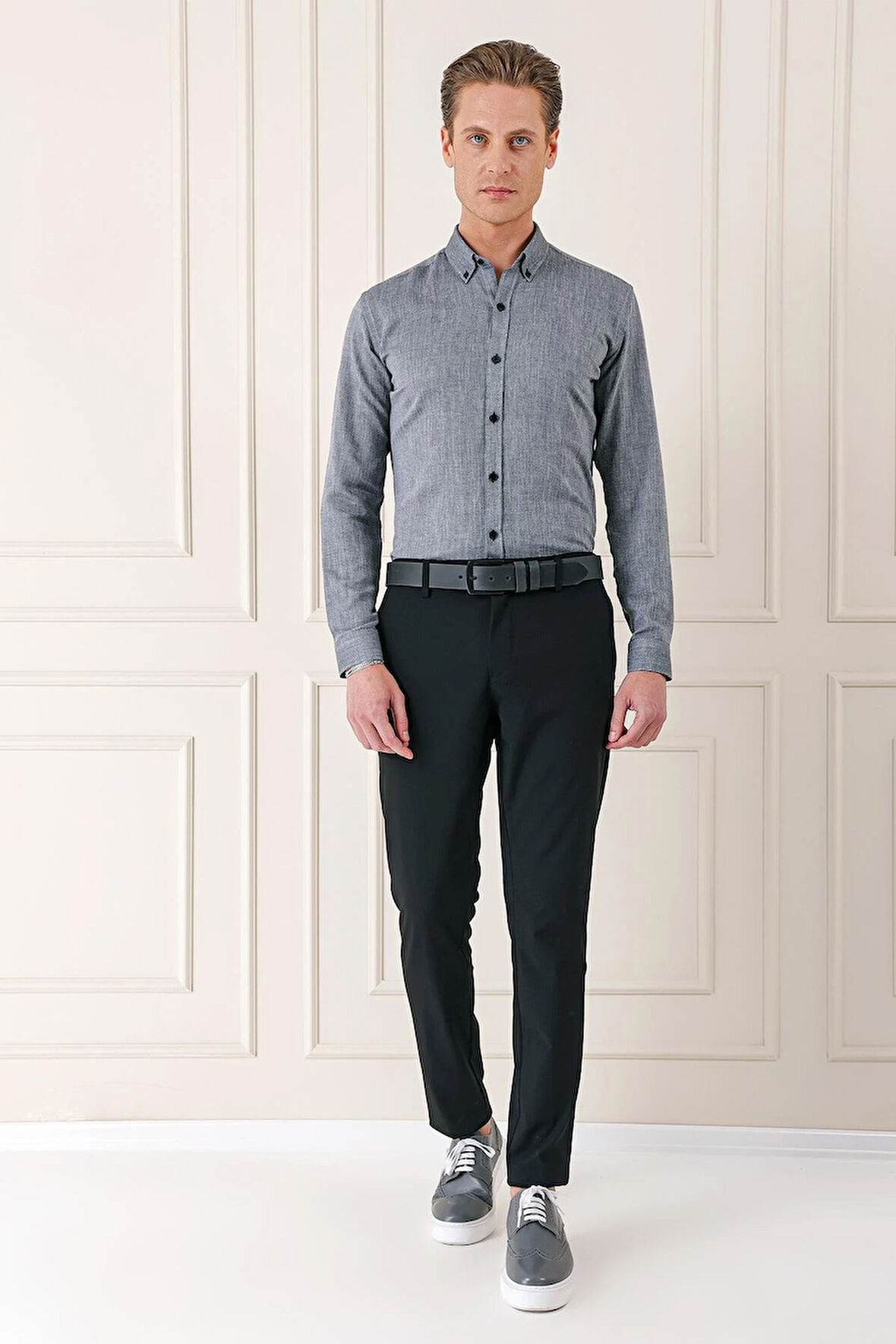 Comfort Fit Yan Cep Pamuk Gabardin Casual Siyah Pantolon P 1146