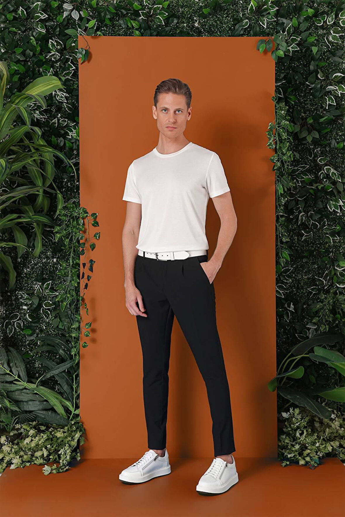 P 1148 Comfort Fit Gofre Kumaş Pileli Pamuk Casuel Siyah Pantolon