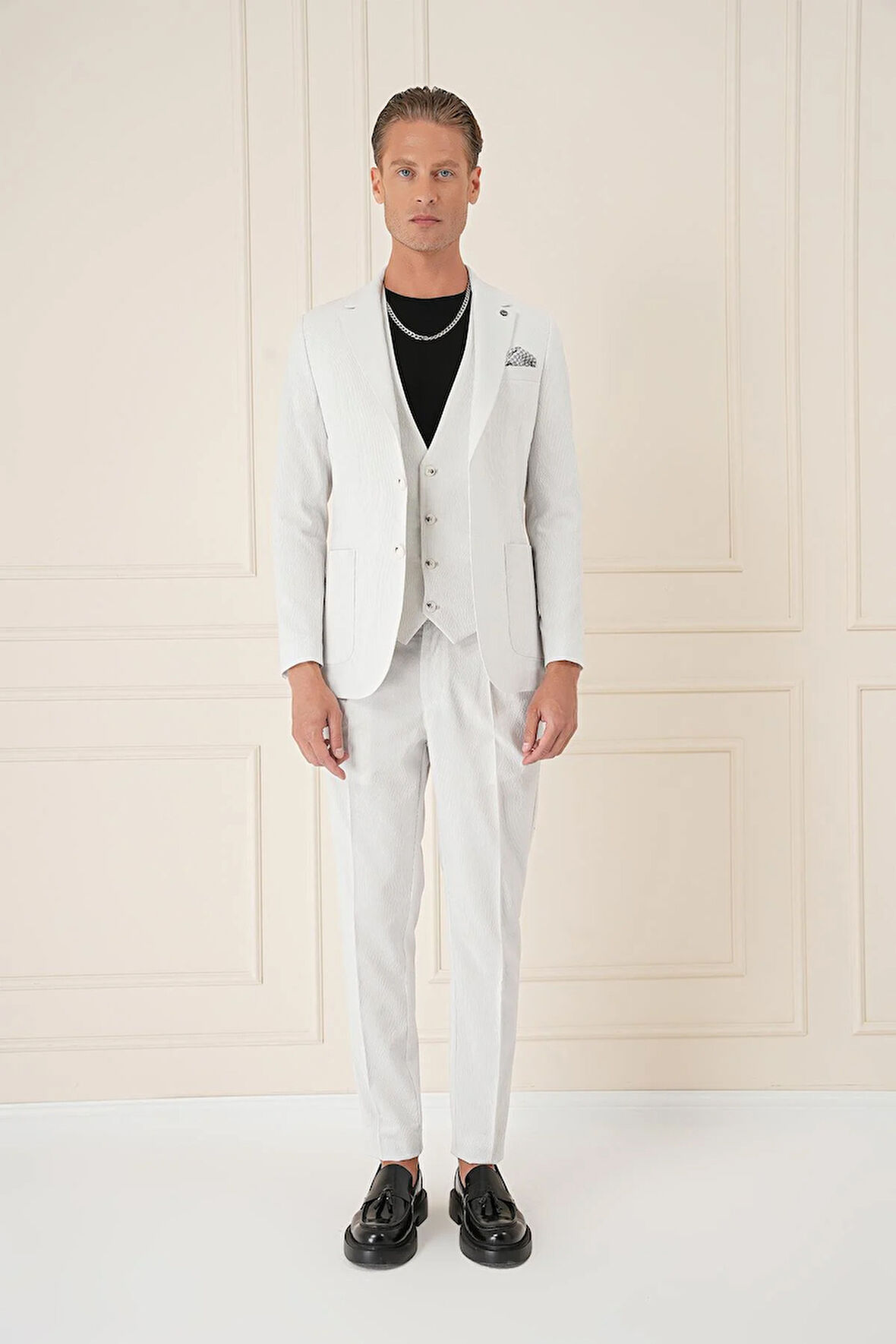 C 678 Comfort Fit Gofre Kumaş Pamuk Yelekli Casuel Taş Ceket