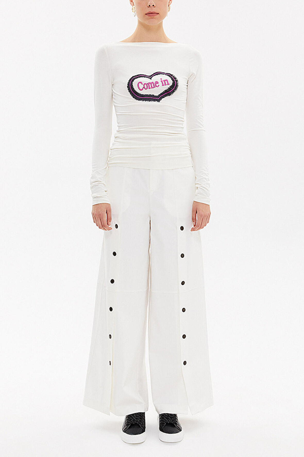 Ekru Kayık yaka örme bluz 18509 | 38