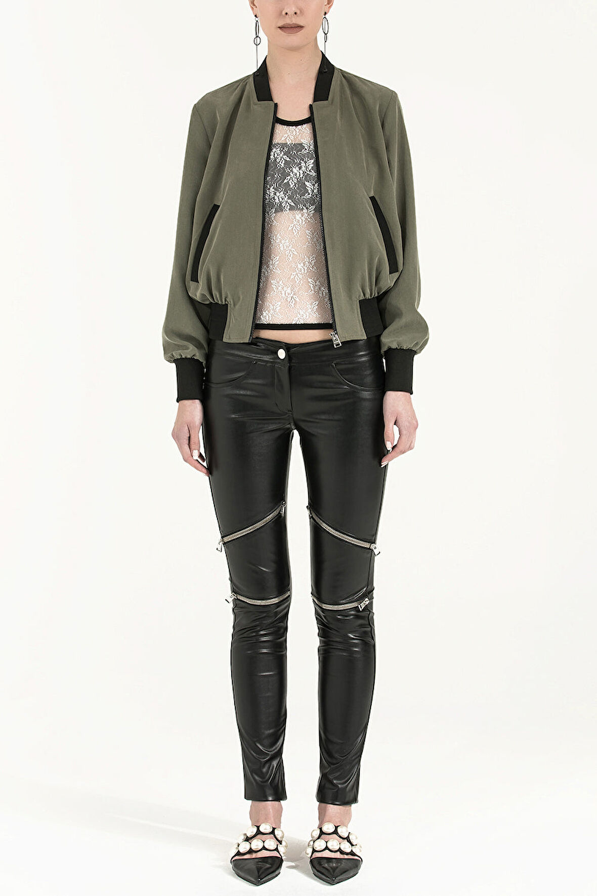 Siyah Dantelli örme bluz 18542 | 46