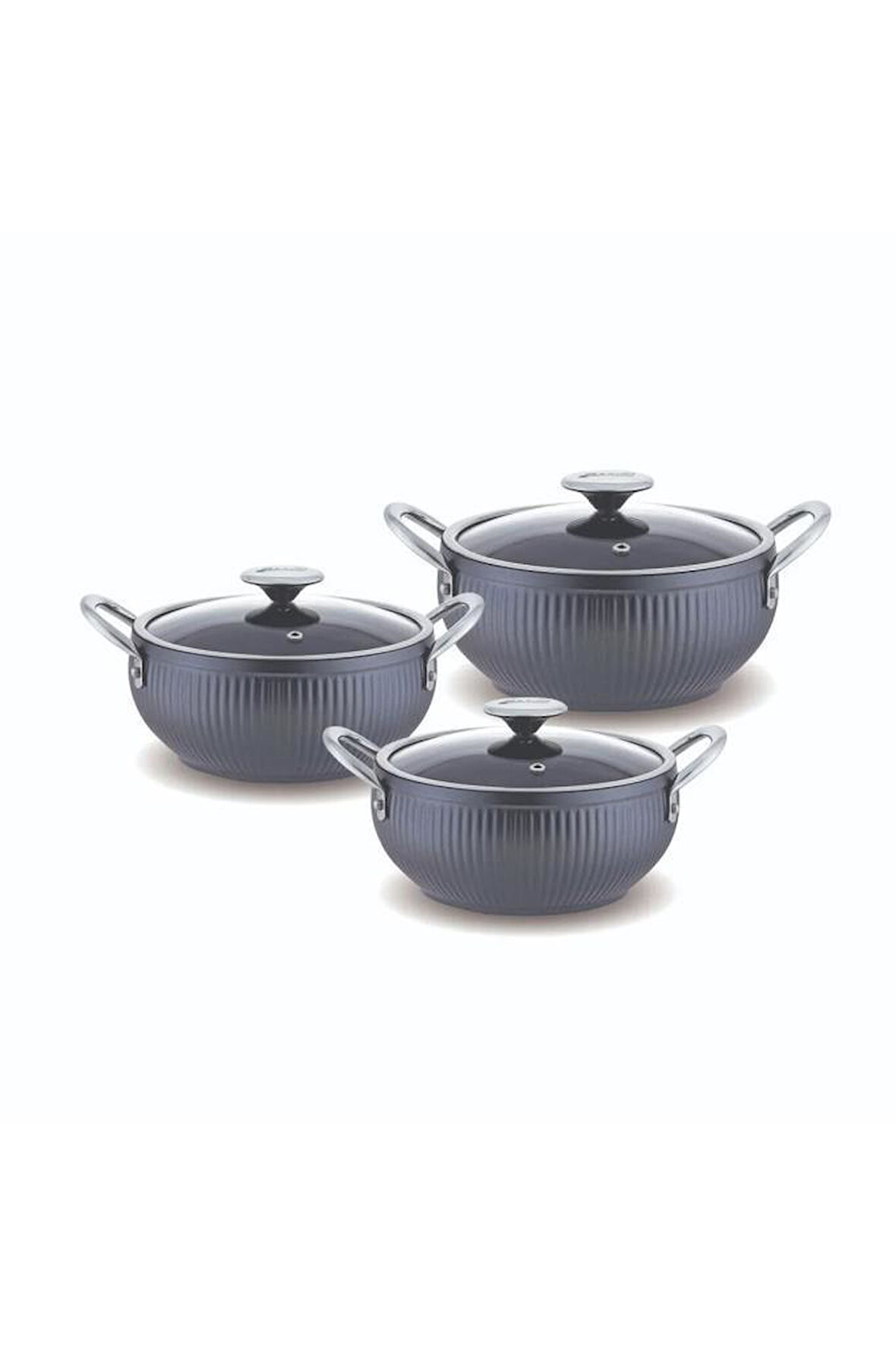 FMS GM5004 Granit Mercan 3lü Güveç Set Gri 