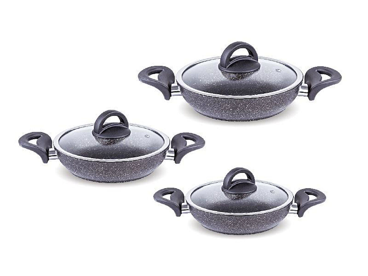 FMS G5001GLX Galaxy 6 Parça Granit Omlet Set Gri