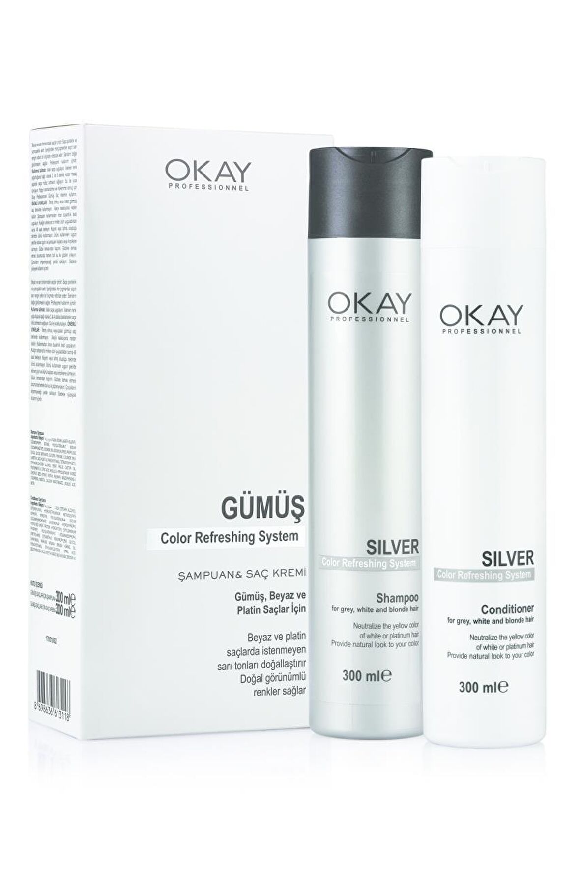 Okay Professional Color Refreshing System Gümüş Şampuan&krem Set 300 Ml*2