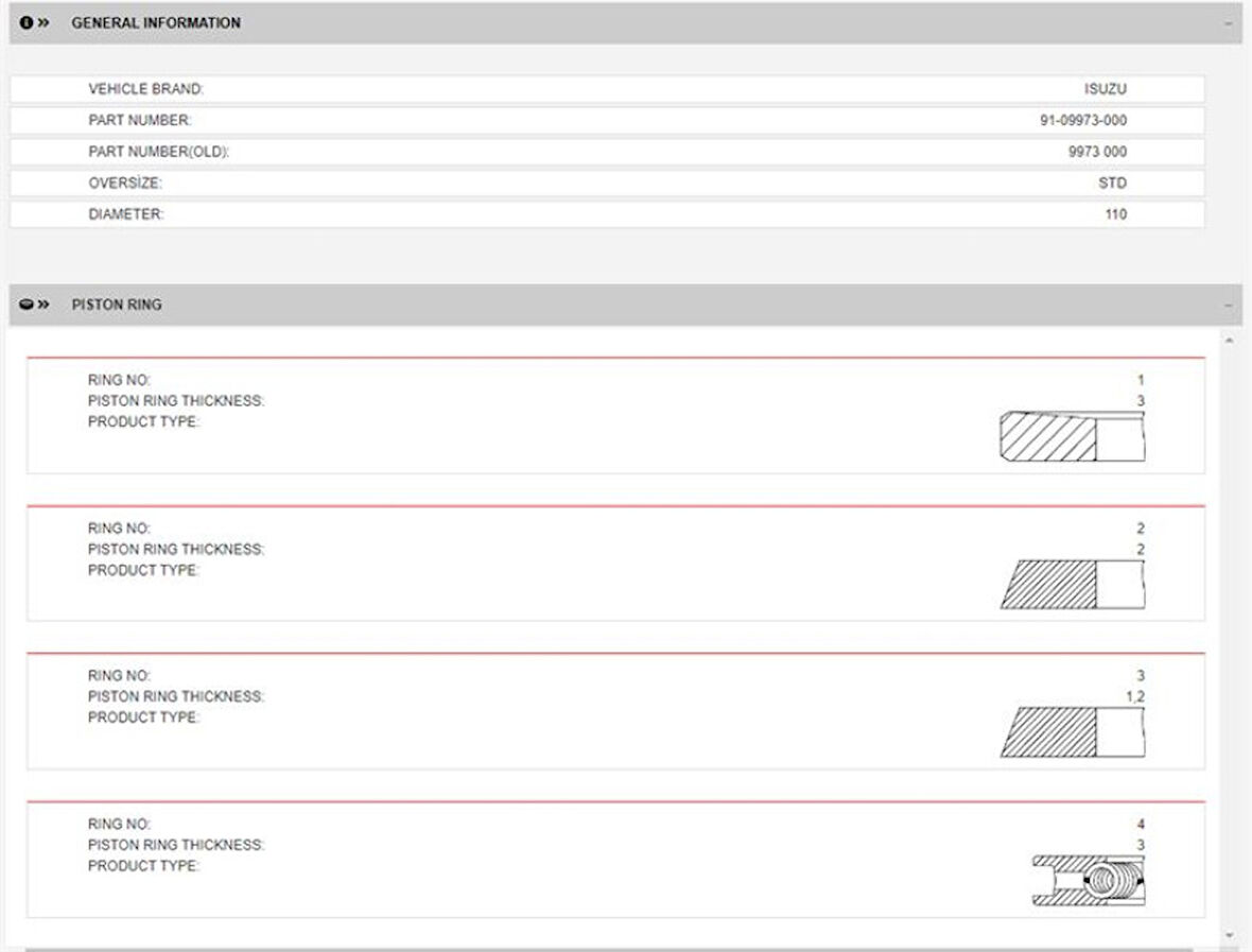 İsuzu Ticarı Piston Segmanı (std)(npr Segman)(4 Segmanlı) İsuzu 4he1t Nqr Turkuaz - Yenmak 99-09973-000