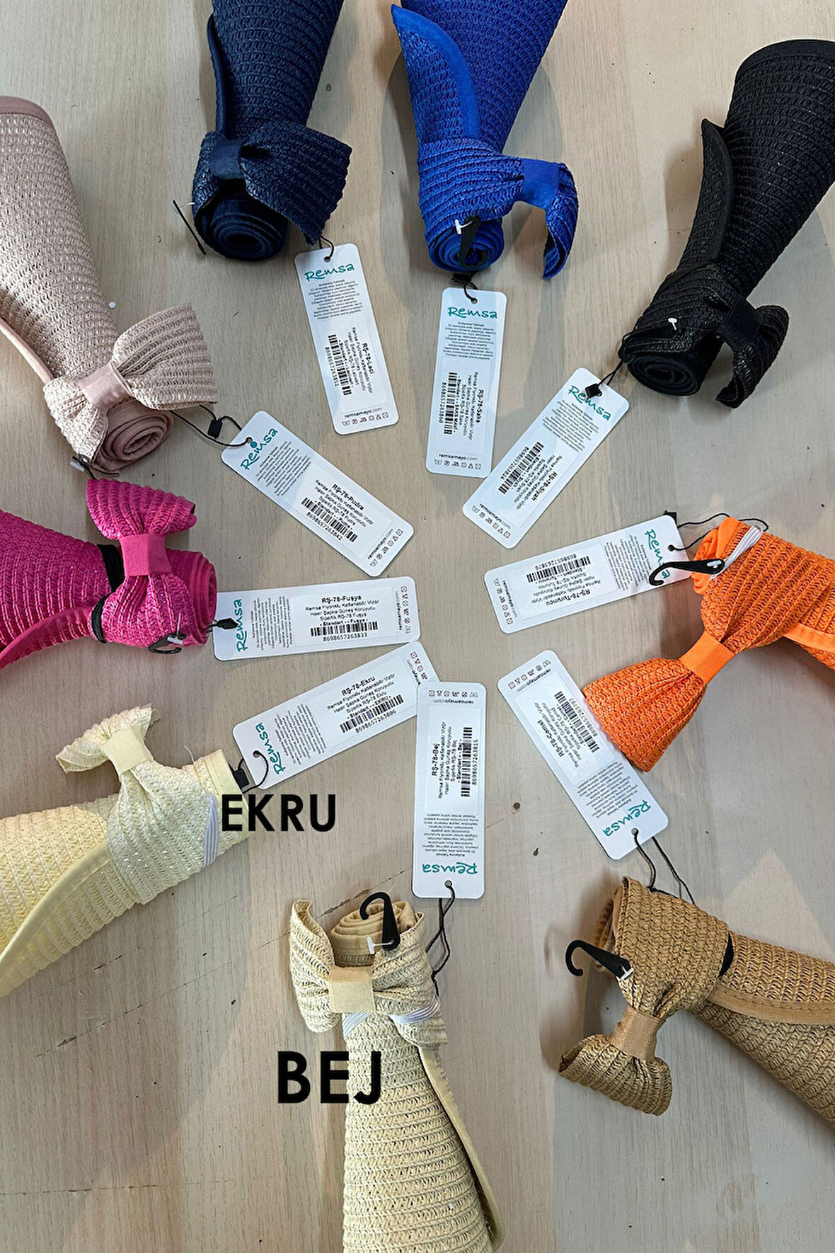 Remsa Fiyonklu Katlanabilir Vizör Hasır Şapka Güneş Koruyucu Siperlik RŞ-78 Bej | Standart
