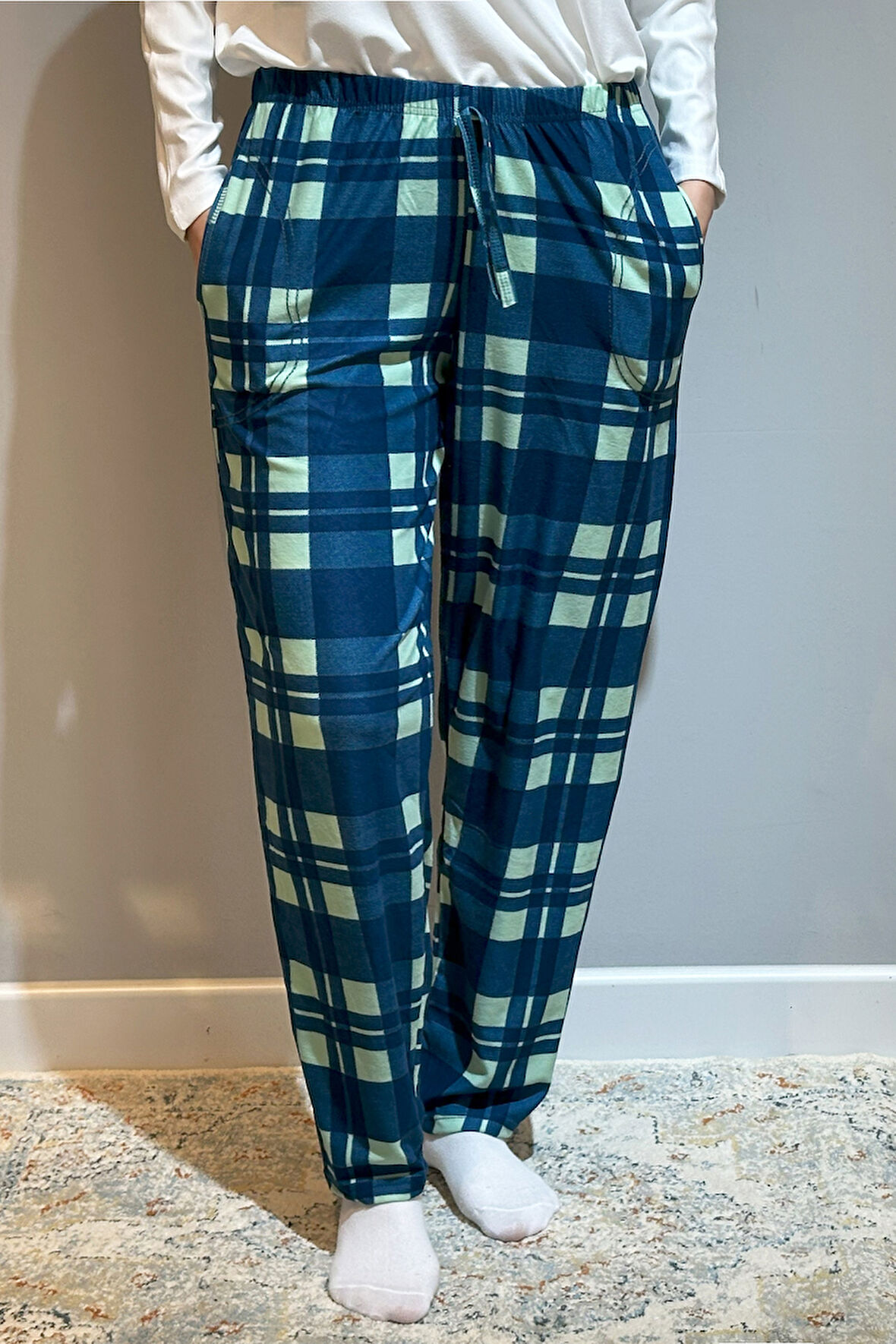 Büyük Beden Kadın Süet Tek Alt 120B Kare Petrol | 5XL