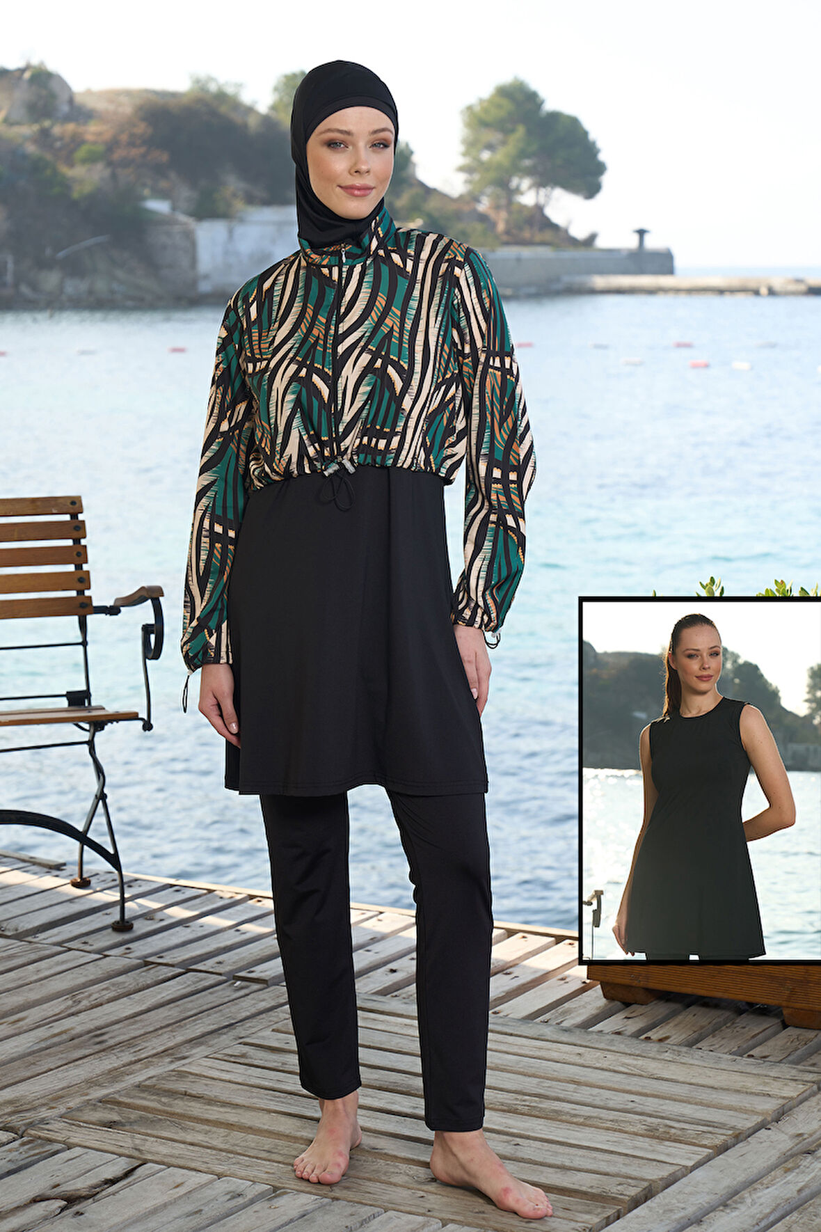 Tam Kapalı Tesettür Mayo 25972 Siyah | XL