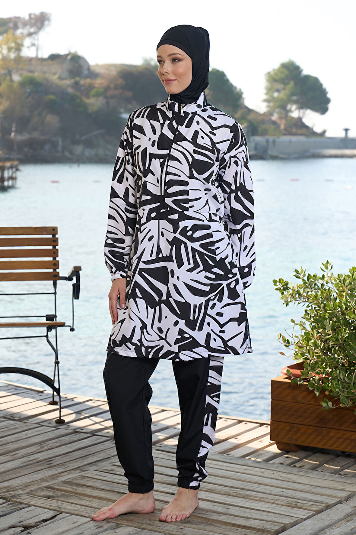 Paraşüt Tam Kapalı Tesettür Mayo 25965 Siyah | 3XL