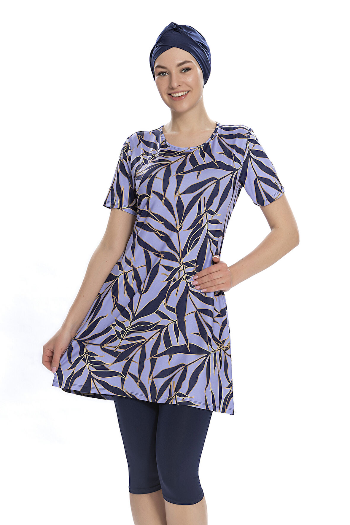 Kısa Kollu Yarı Kapalı Mayo 201-501 Lila | 42