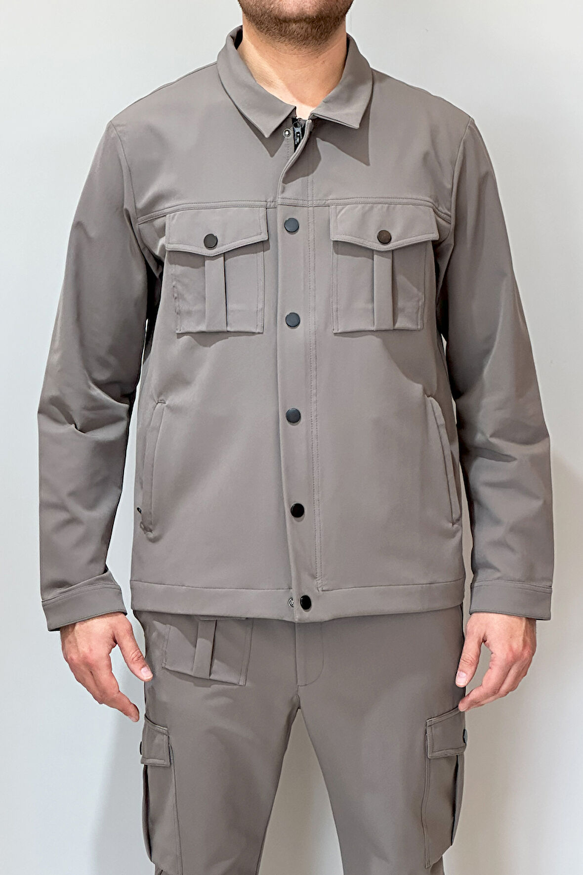 Erkek Modern Fermuarlı Üst 24720 Vizon | XL