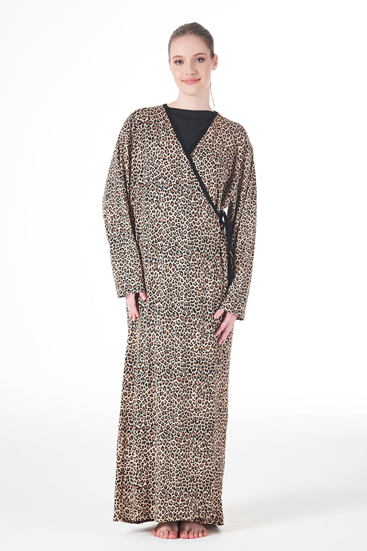 Kadın Viskon Namaz Elbisesi 25247 Leopar | XXL