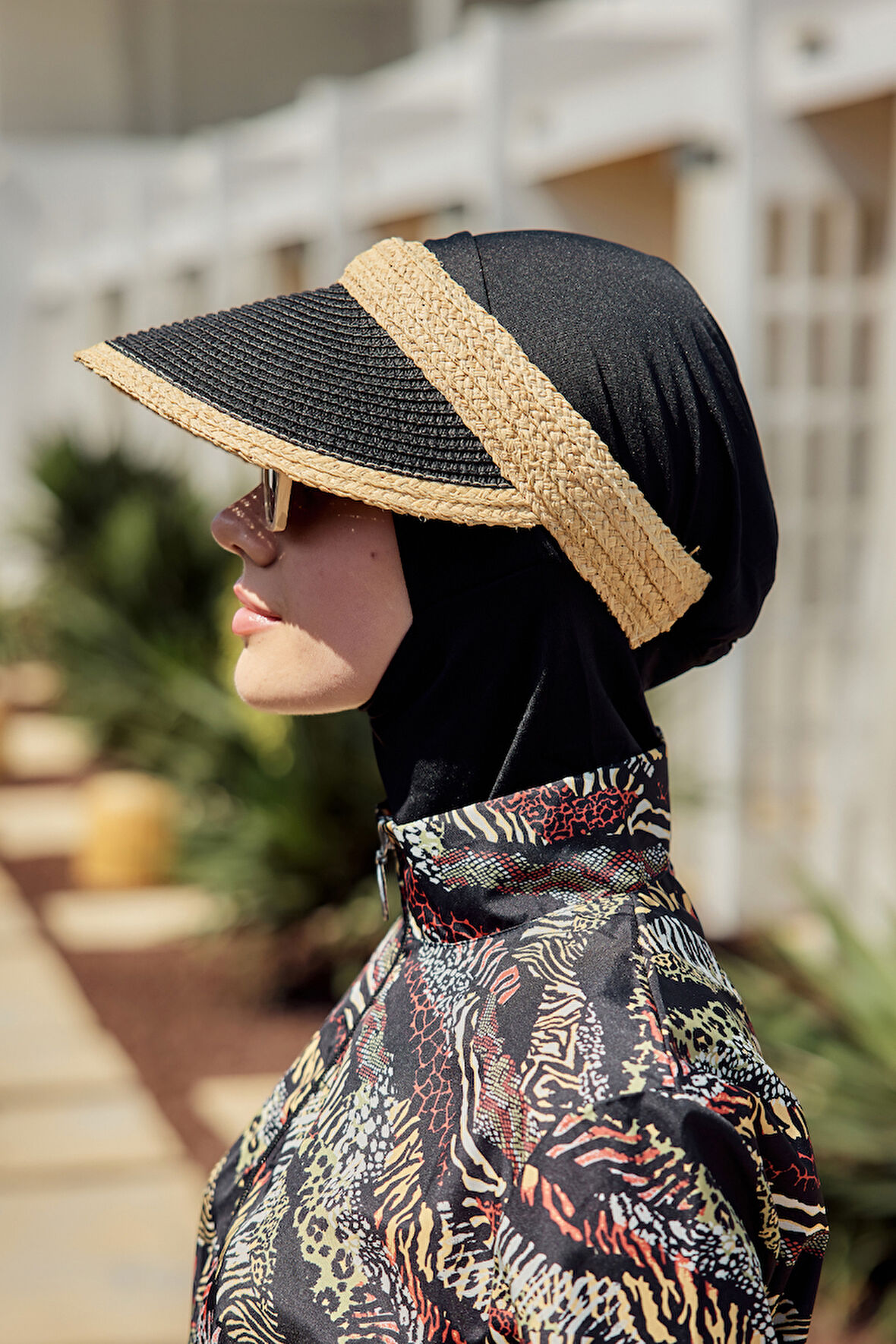 Vizör Hasır Şapka Güneş Koruyucu Siperlik RŞ-2105 Siyah Bej | Standart