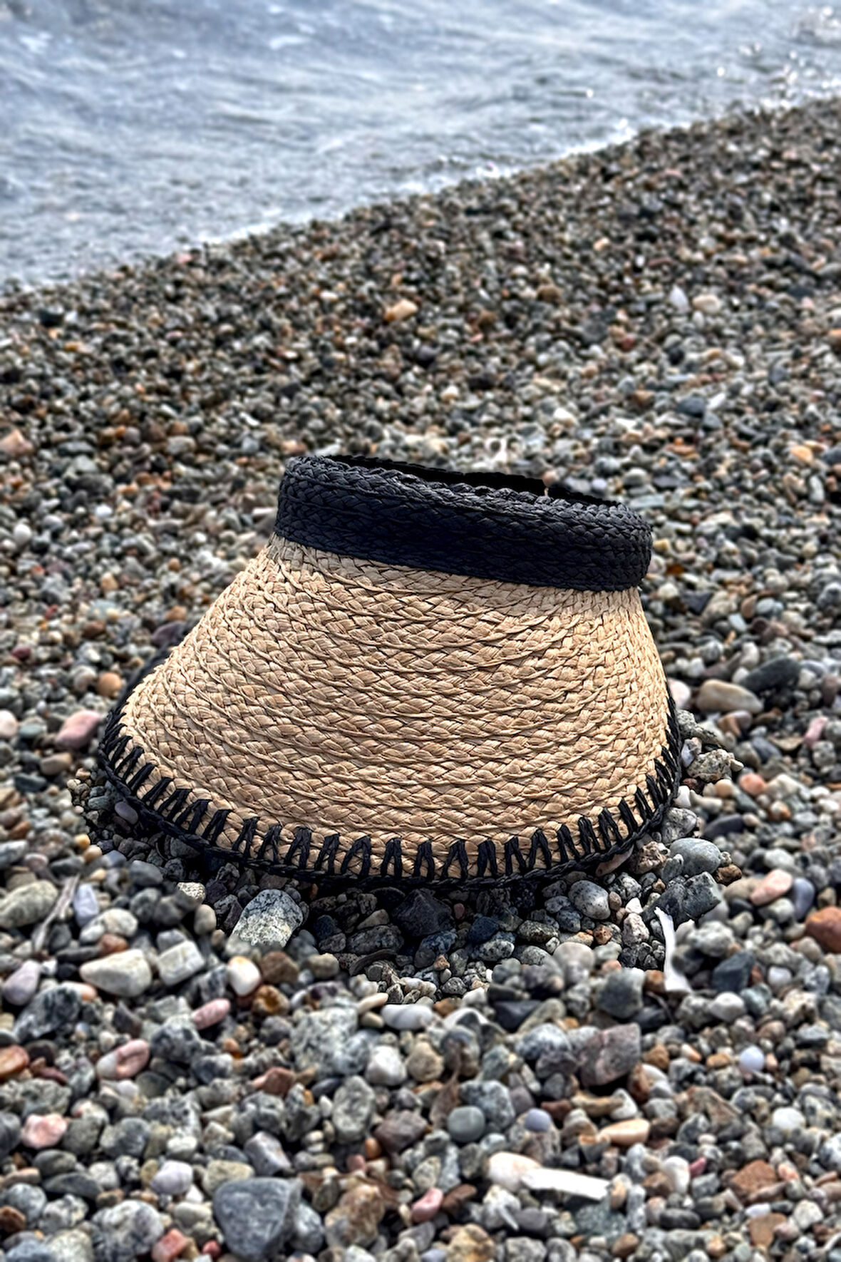 Zigzag Biyeli Vizör Hasır Şapka Güneş Koruyucu Siperlik RŞ-2104 Camel | Standart