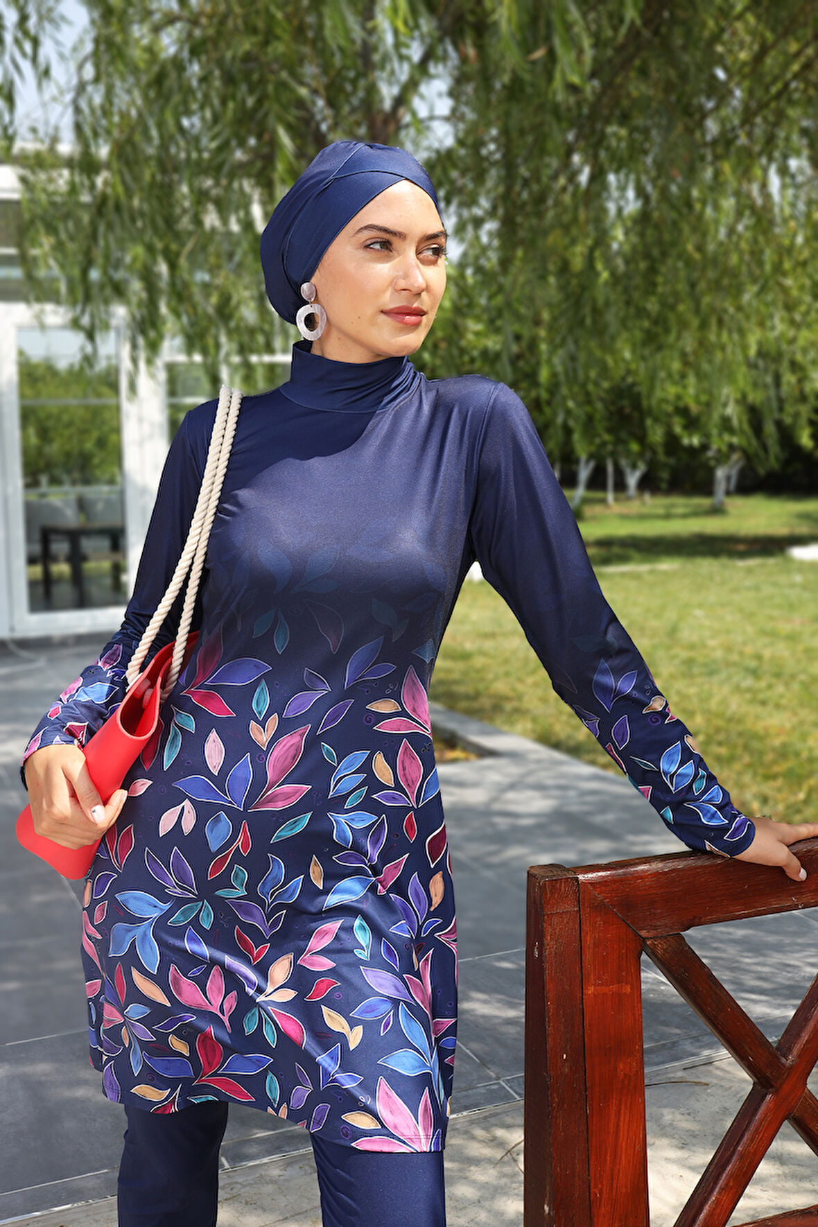 Likralı Tam Kapalı Mayo 280-522 Lacivert | 40