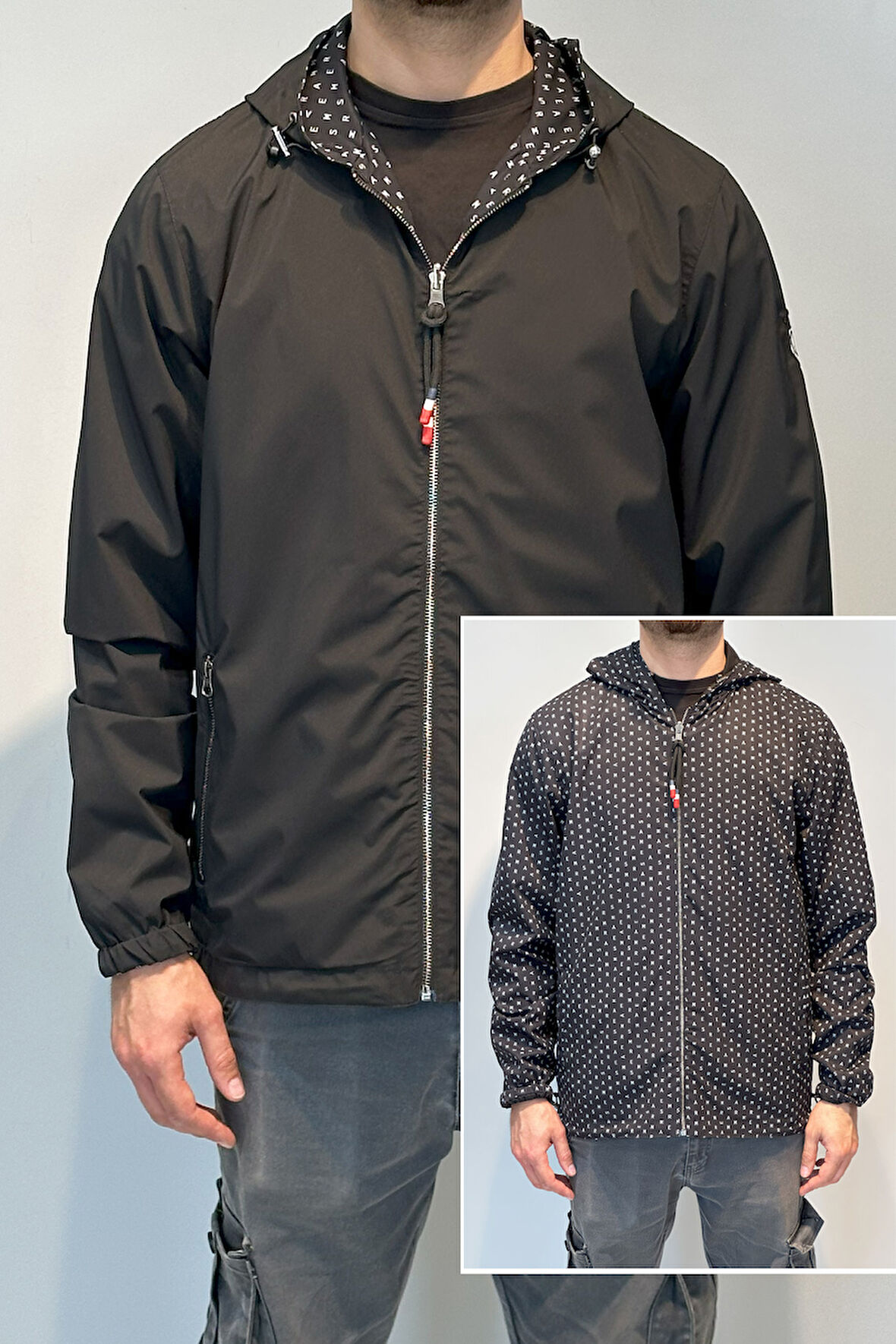 Erkek Çift Taraflı Mevsimlik Ceket Tek Üst REU-24726 Siyah | 3XL